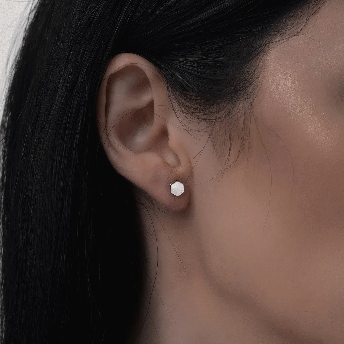 14K white gold geometric earrings