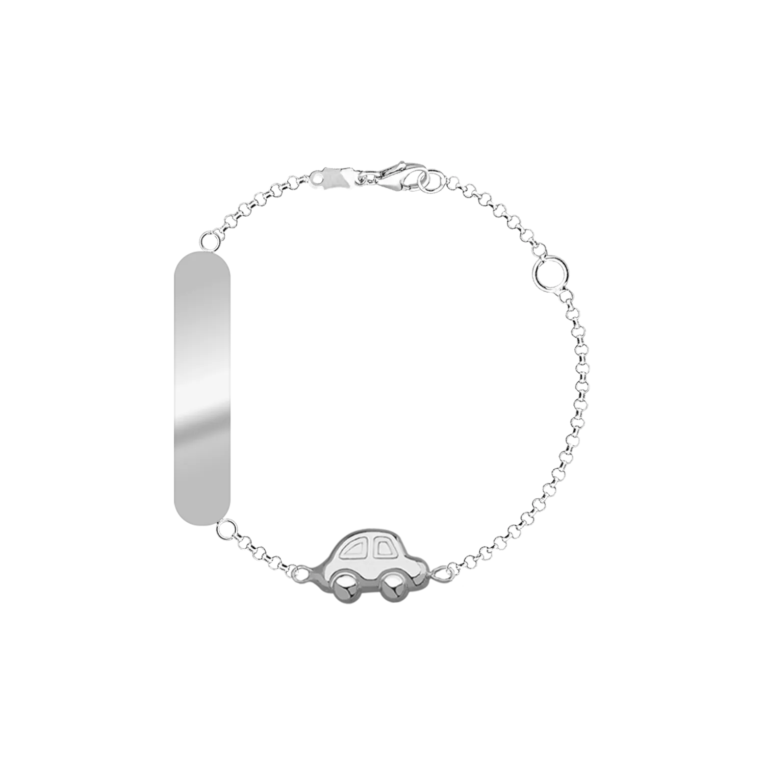 14K white gold car children's bracelet