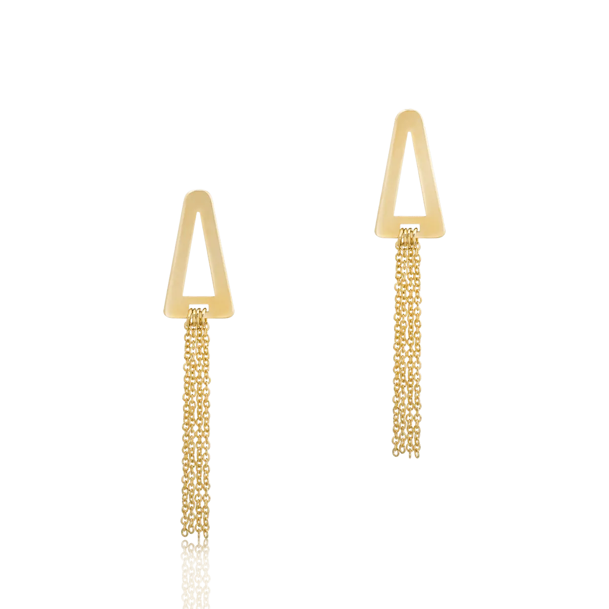 14K yellow gold geometric drop earrings-1673