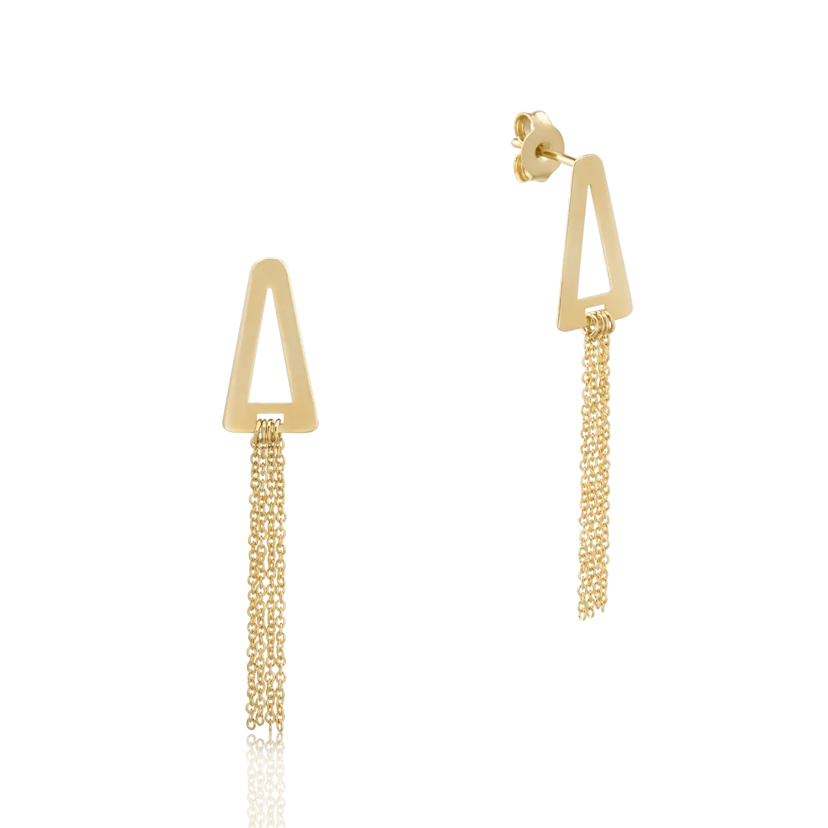 14K yellow gold geometric drop earrings