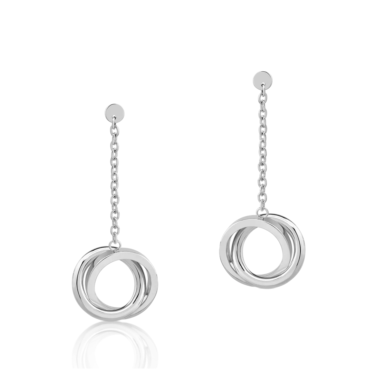 Kolczyki wiszące z białego 14K złota-1678