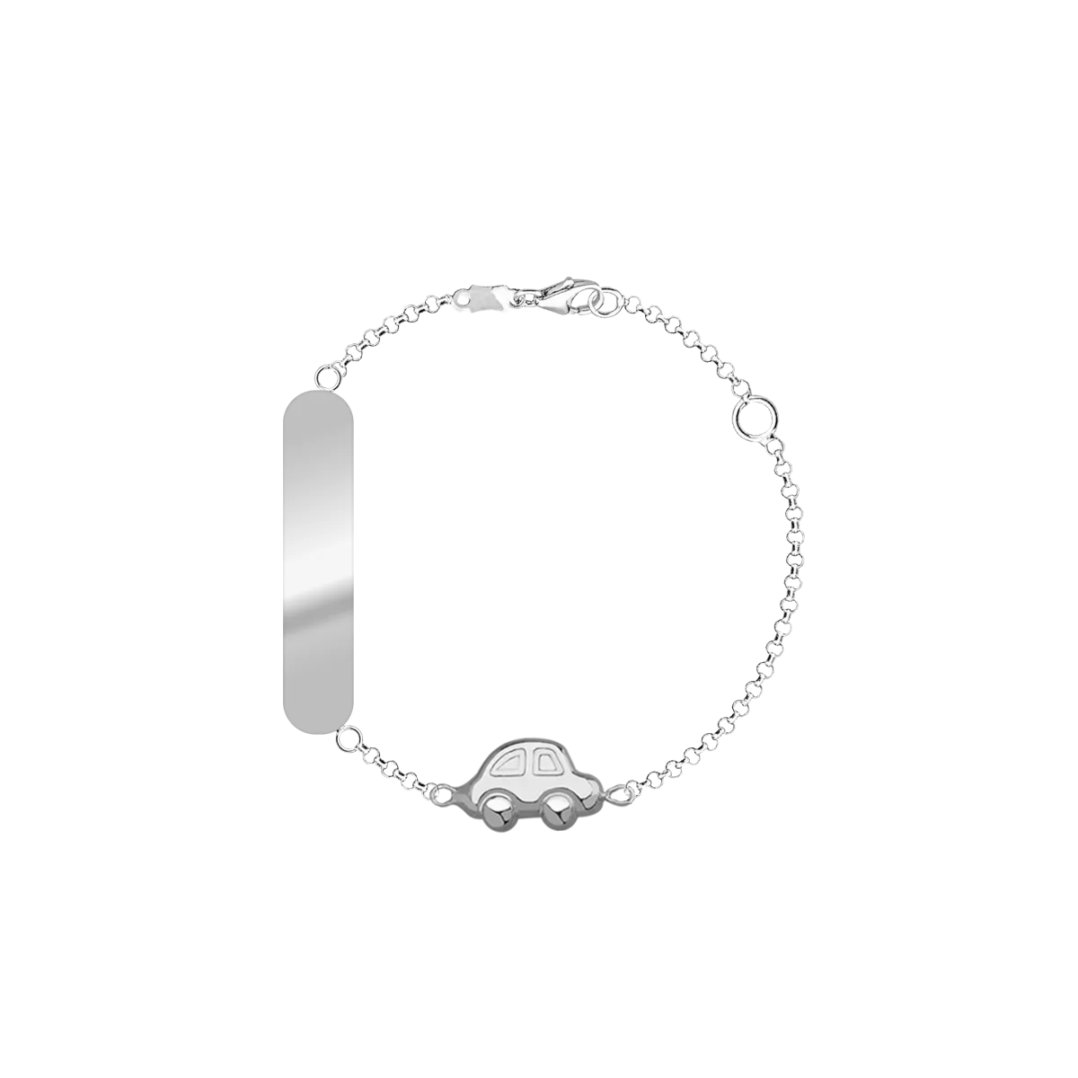 14K white gold car children's bracelet