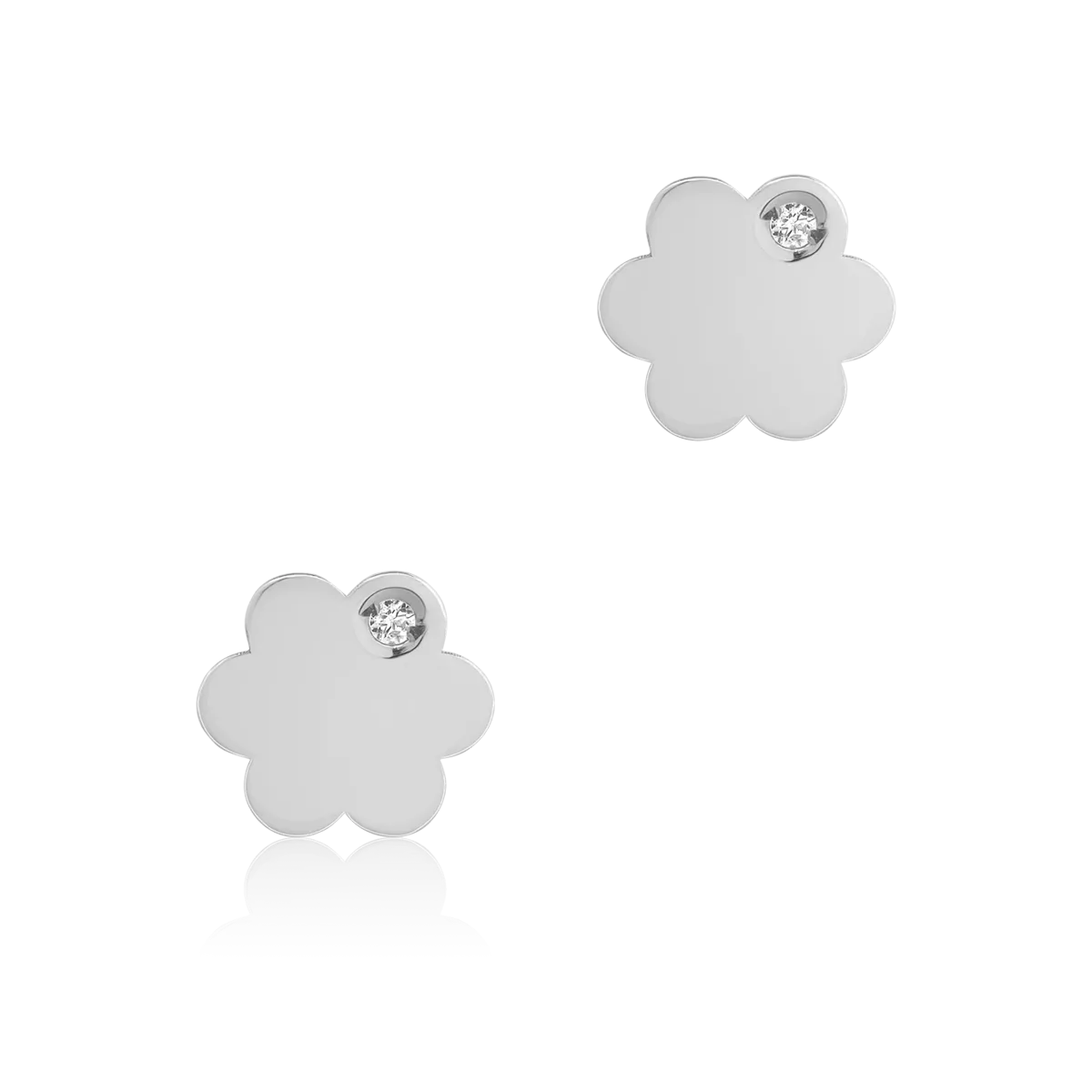 14K white gold flower earrings-1699