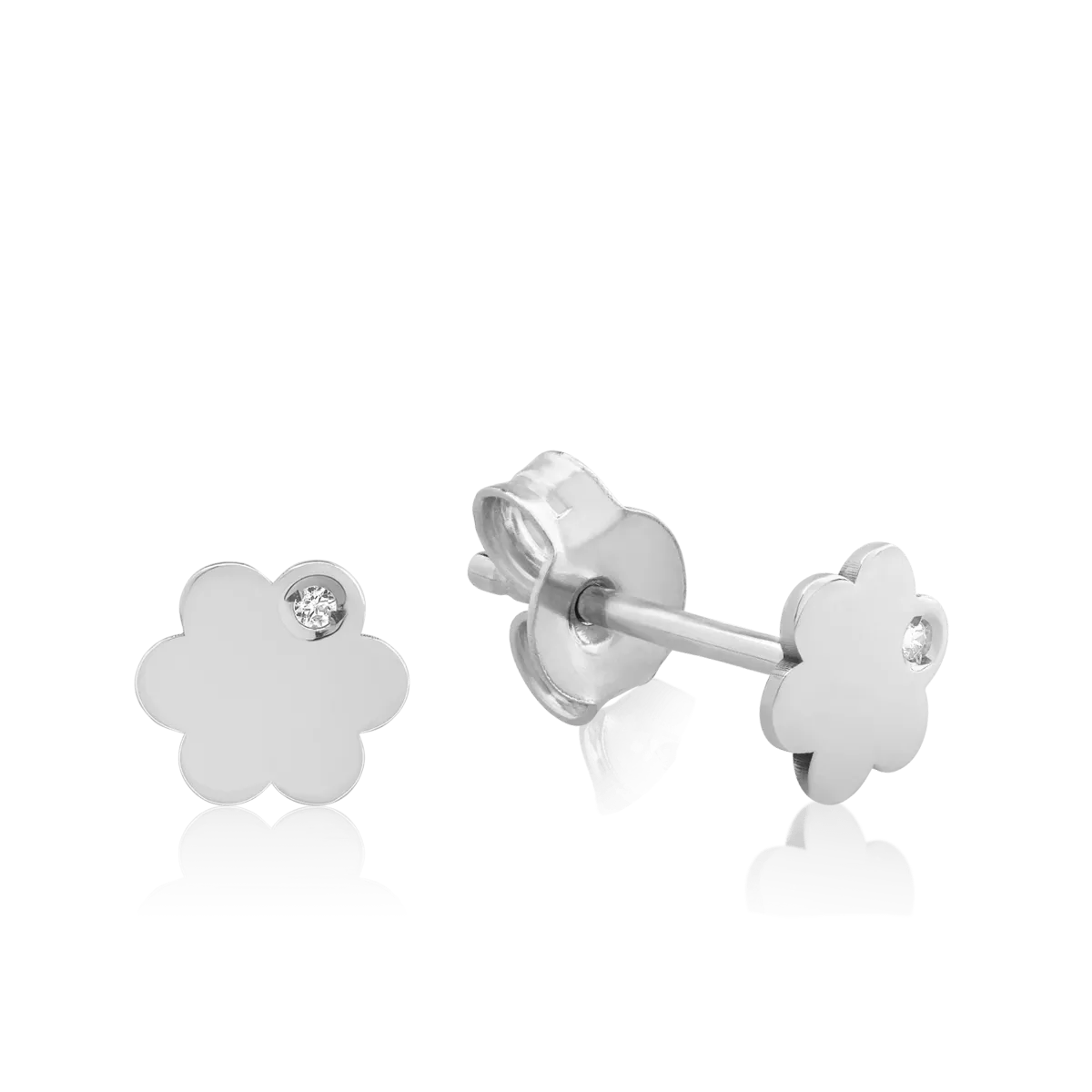 Fülbevaló Virág 14K-os fehér aranyból