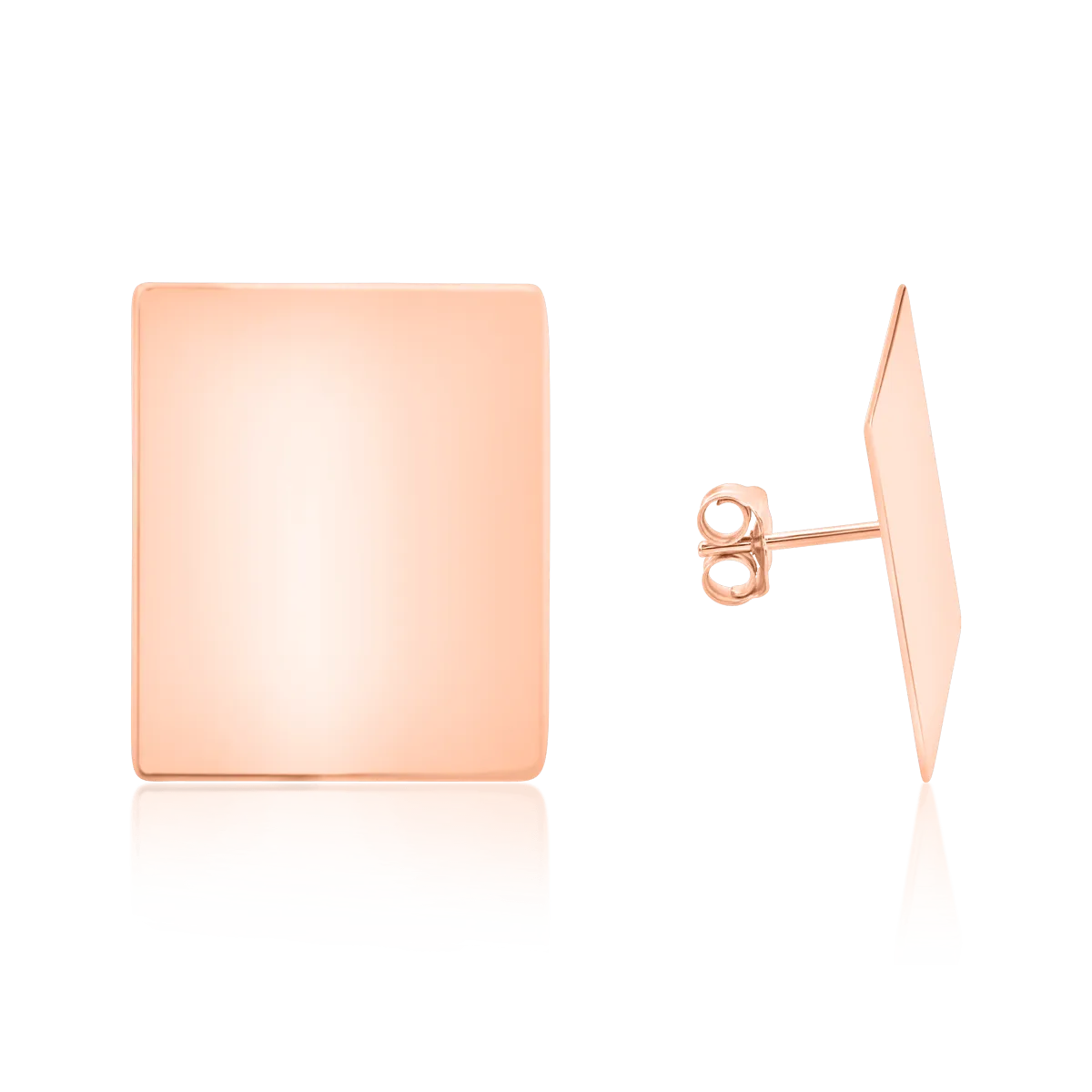 Négyzet alakú fülbevaló 14K-os rózsaszín aranyból