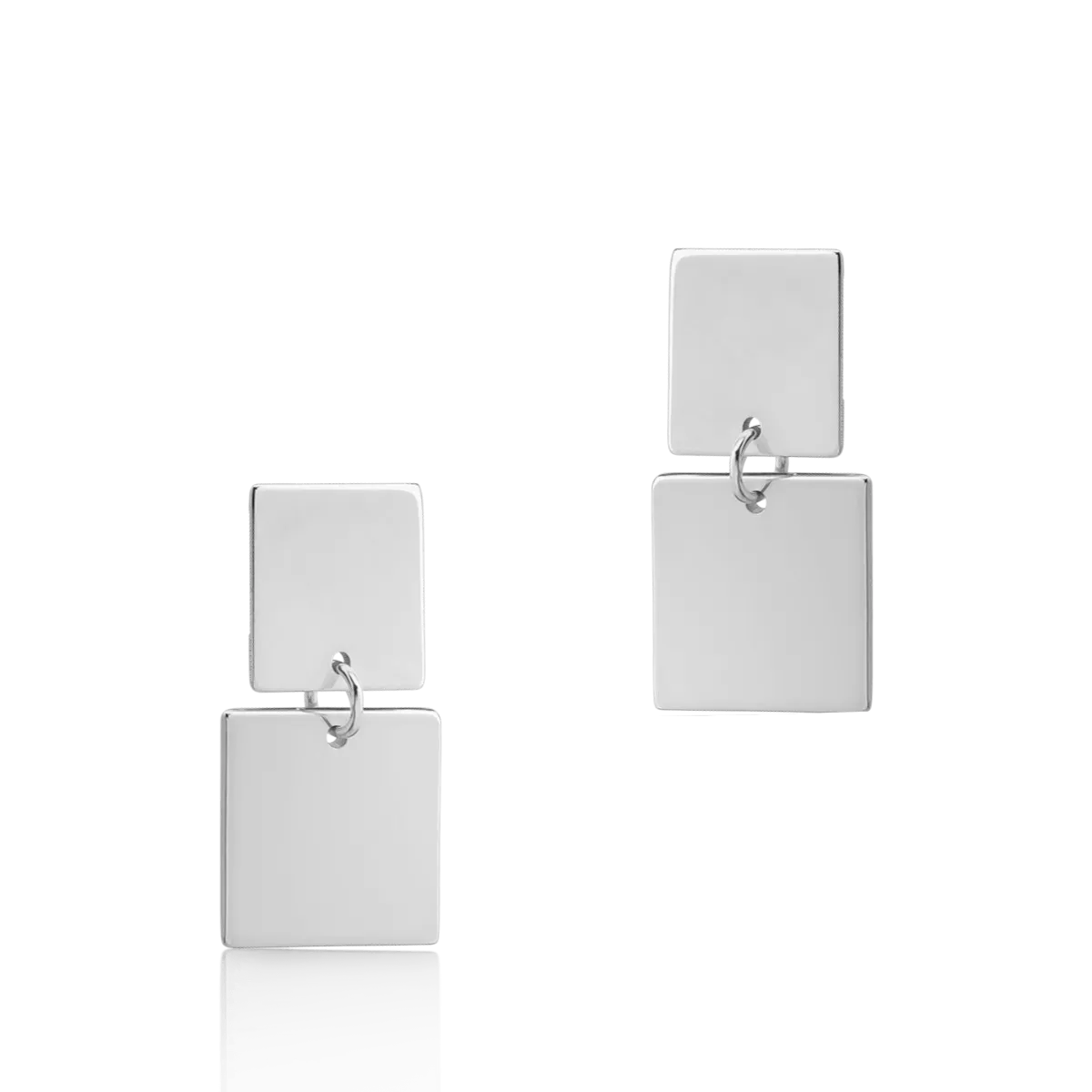 Cercei geometrici din aur alb de 14K-1743
