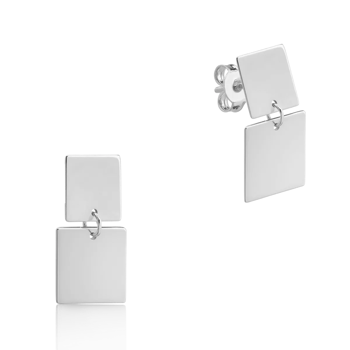 Cercei geometrici din aur alb