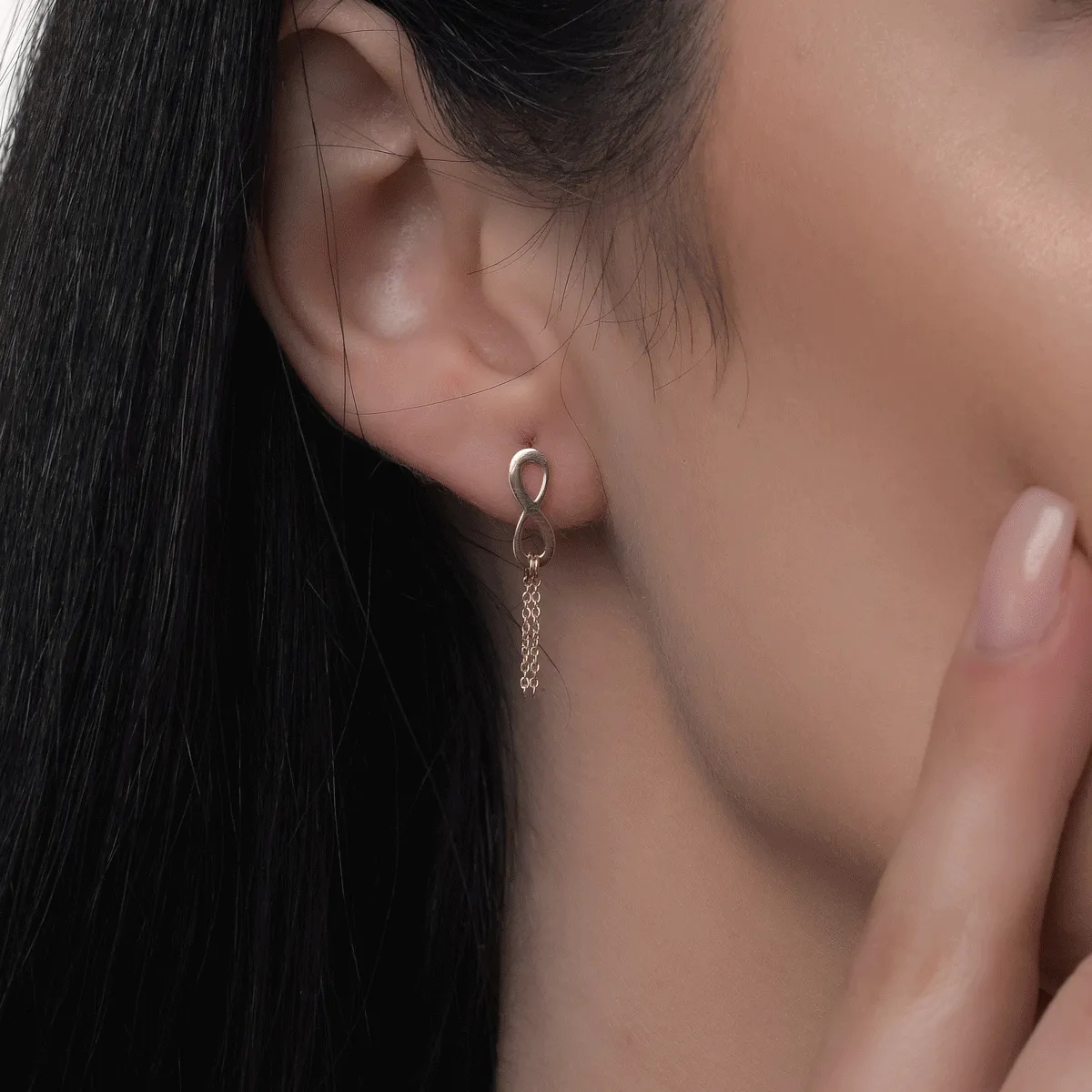 Cercei infinit din aur galben de 14K