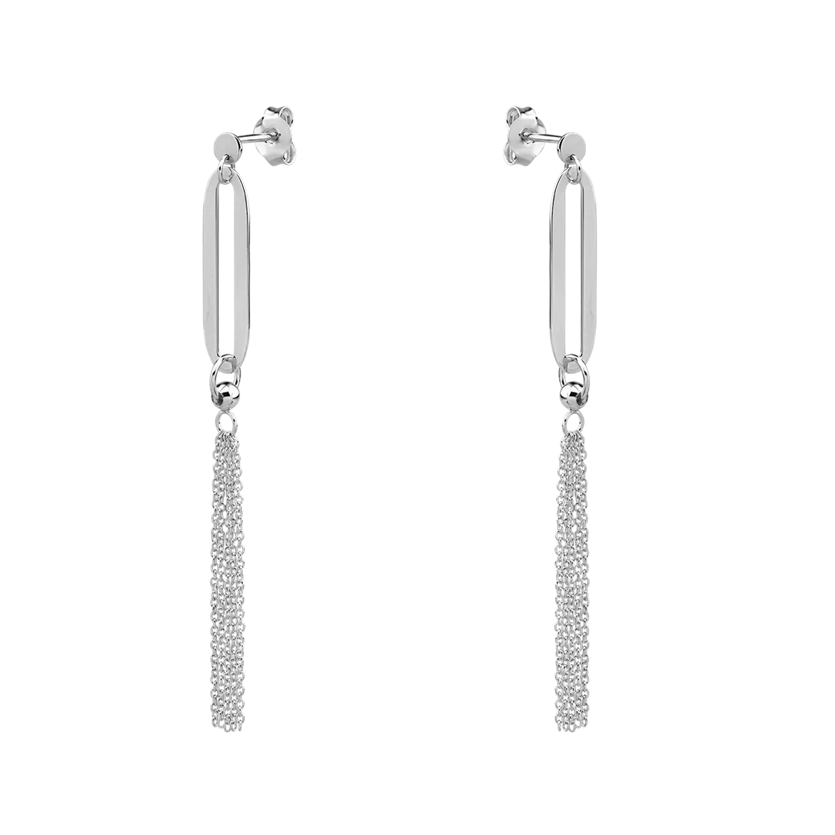 Cercei lungi din aur alb