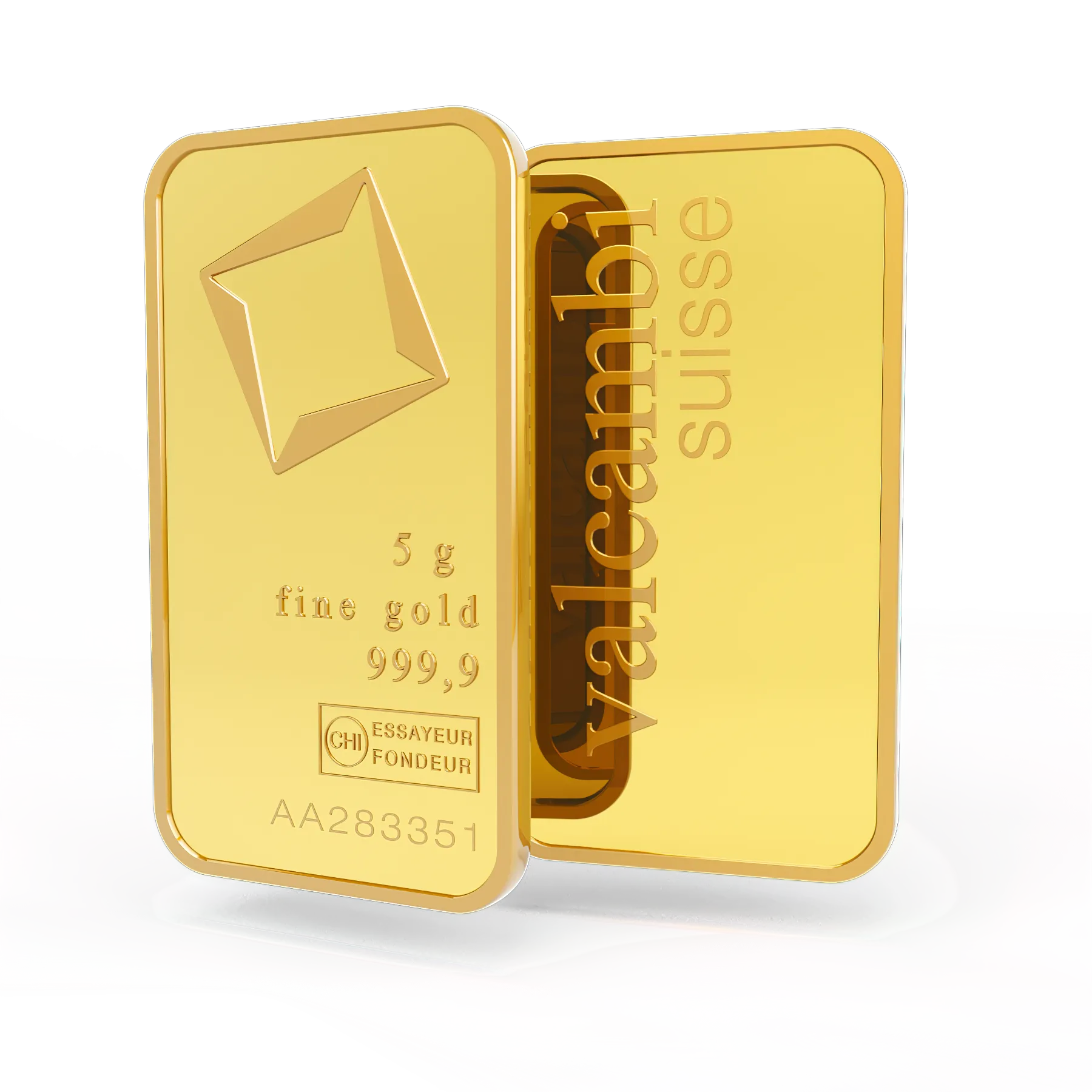 5g gold bar. Switzerland. Fine Gold 999.9