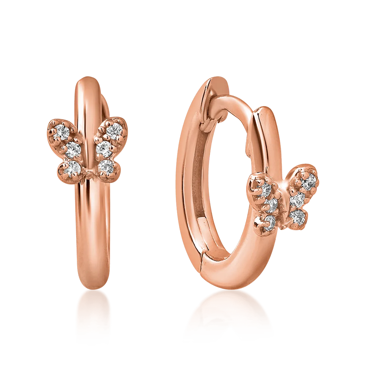 14K rose gold butterfly children earrings