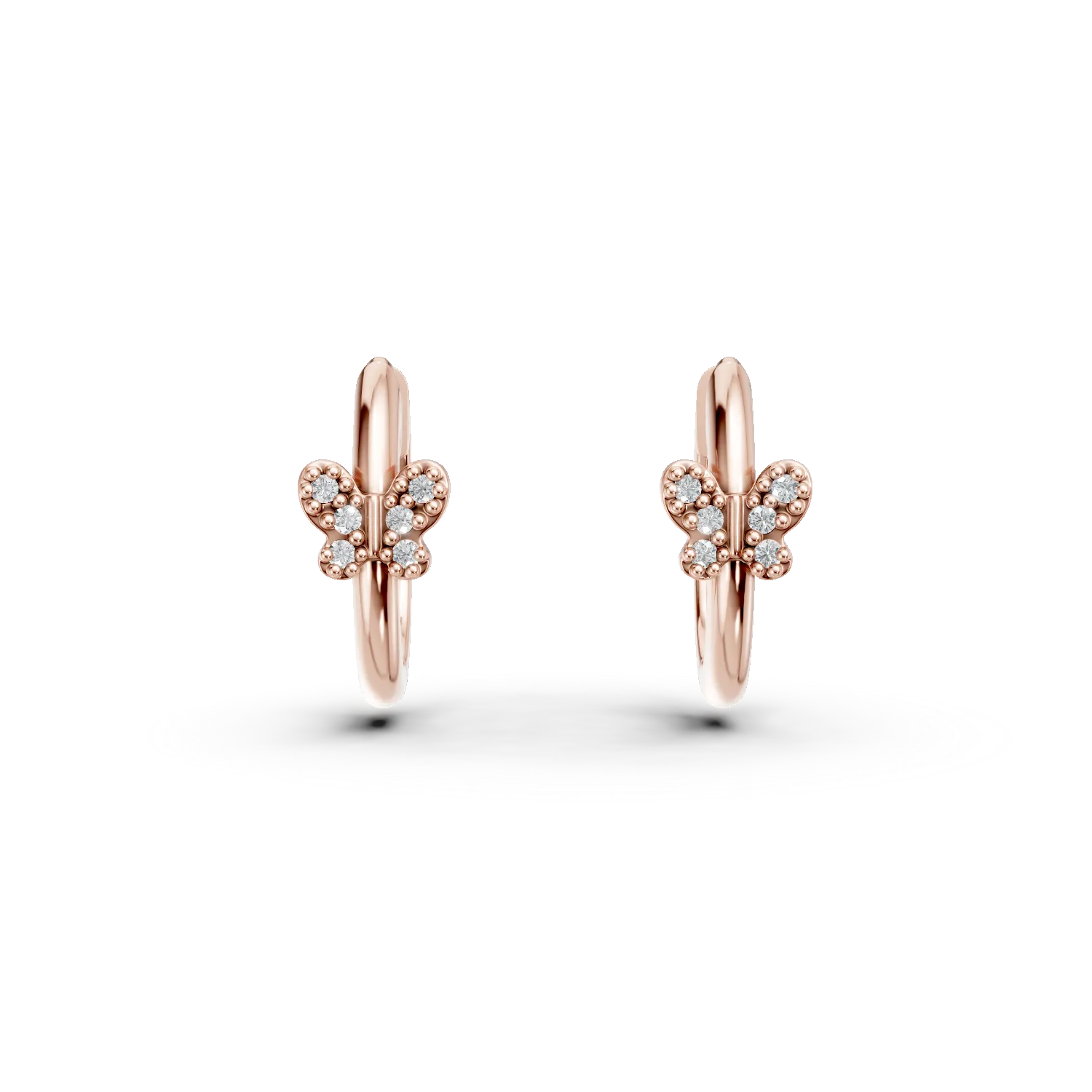 14K rose gold butterfly children earrings