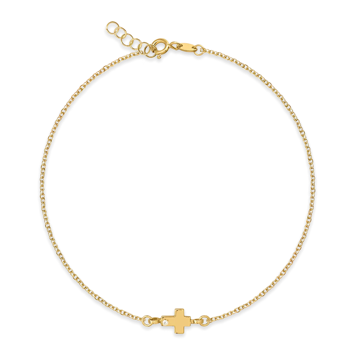 Yellow gold bracelet with a cross pendant and zirconia