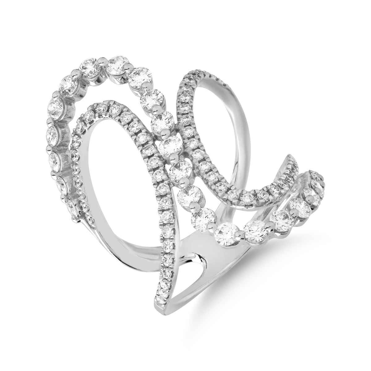 Пръстен от 18K бяло злато с 1.4ct диаманти-21321