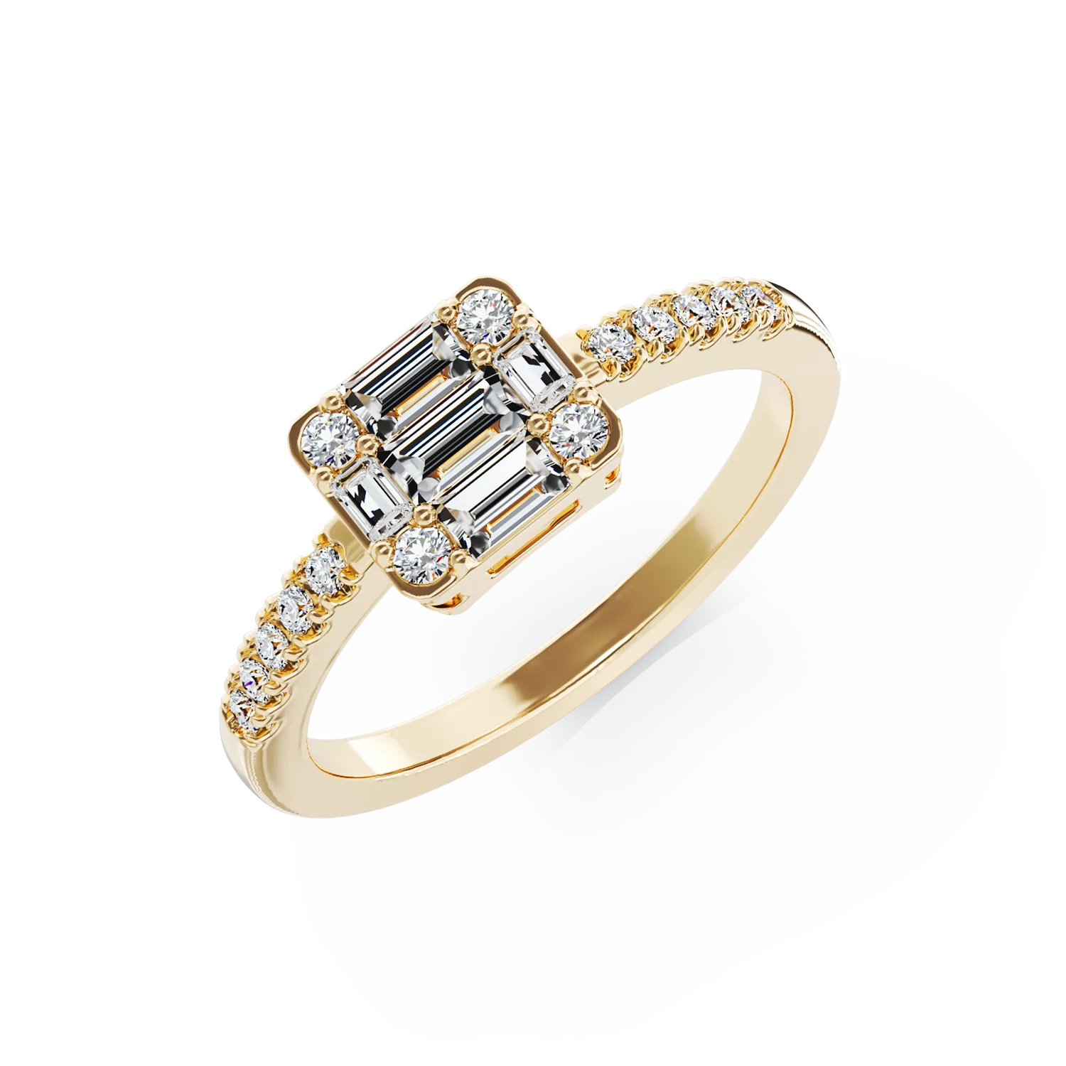 Inel de logodna din aur galben cu diamante de 0.4ct