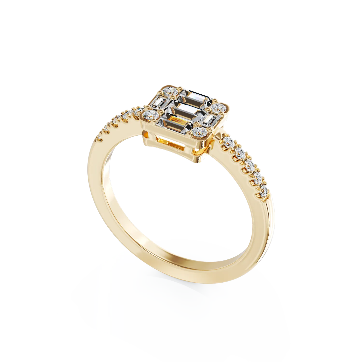 Inel de logodna din aur galben cu diamante de 0.4ct