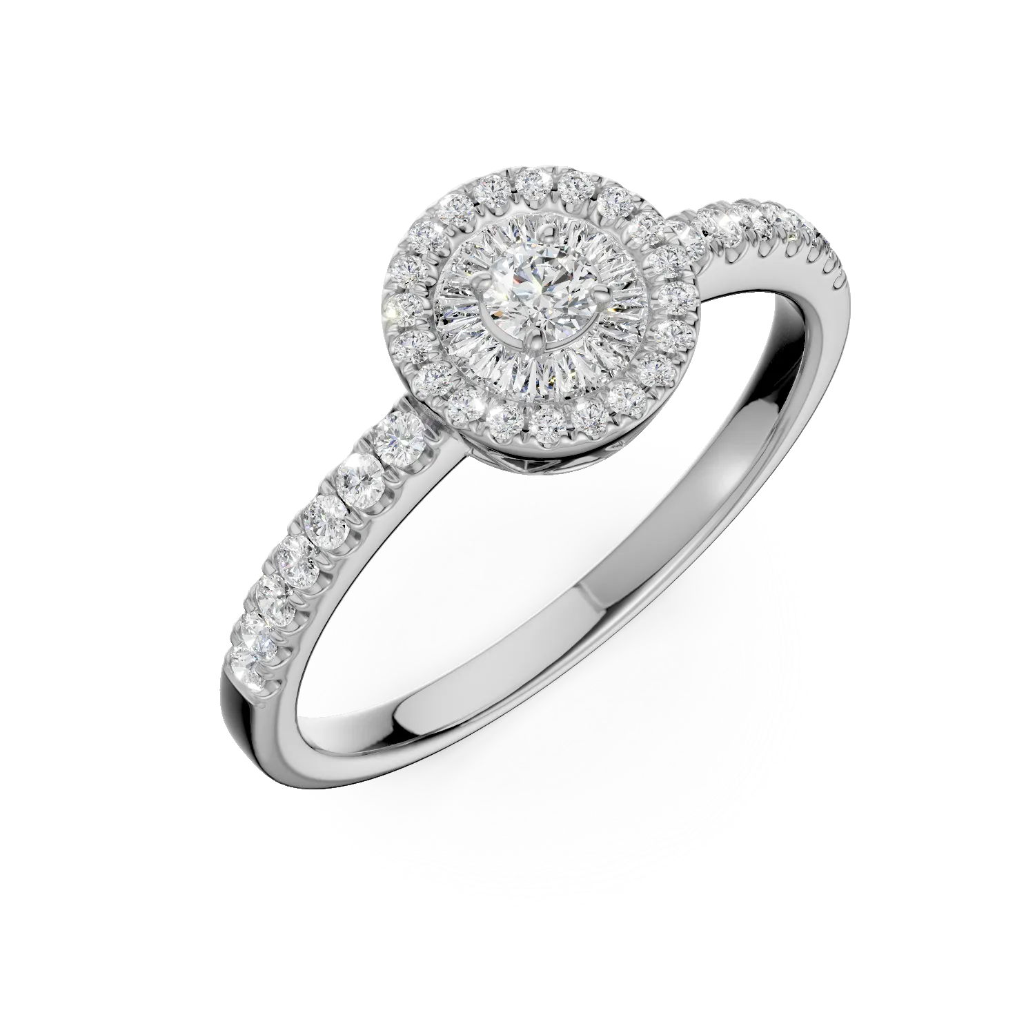 Inel de logodna din aur alb de 18K cu diamante de 0.32ct
