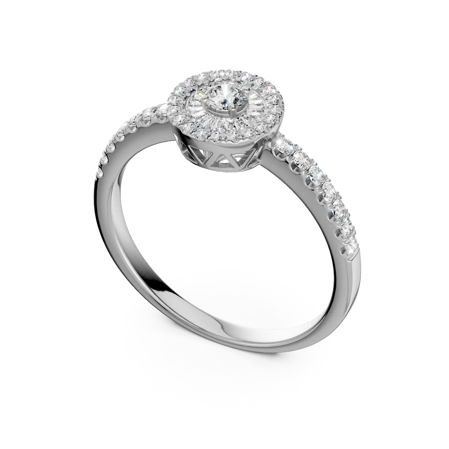 Pierścionek zaręczynowy z 18K białego złota z diamentami 0.32ct