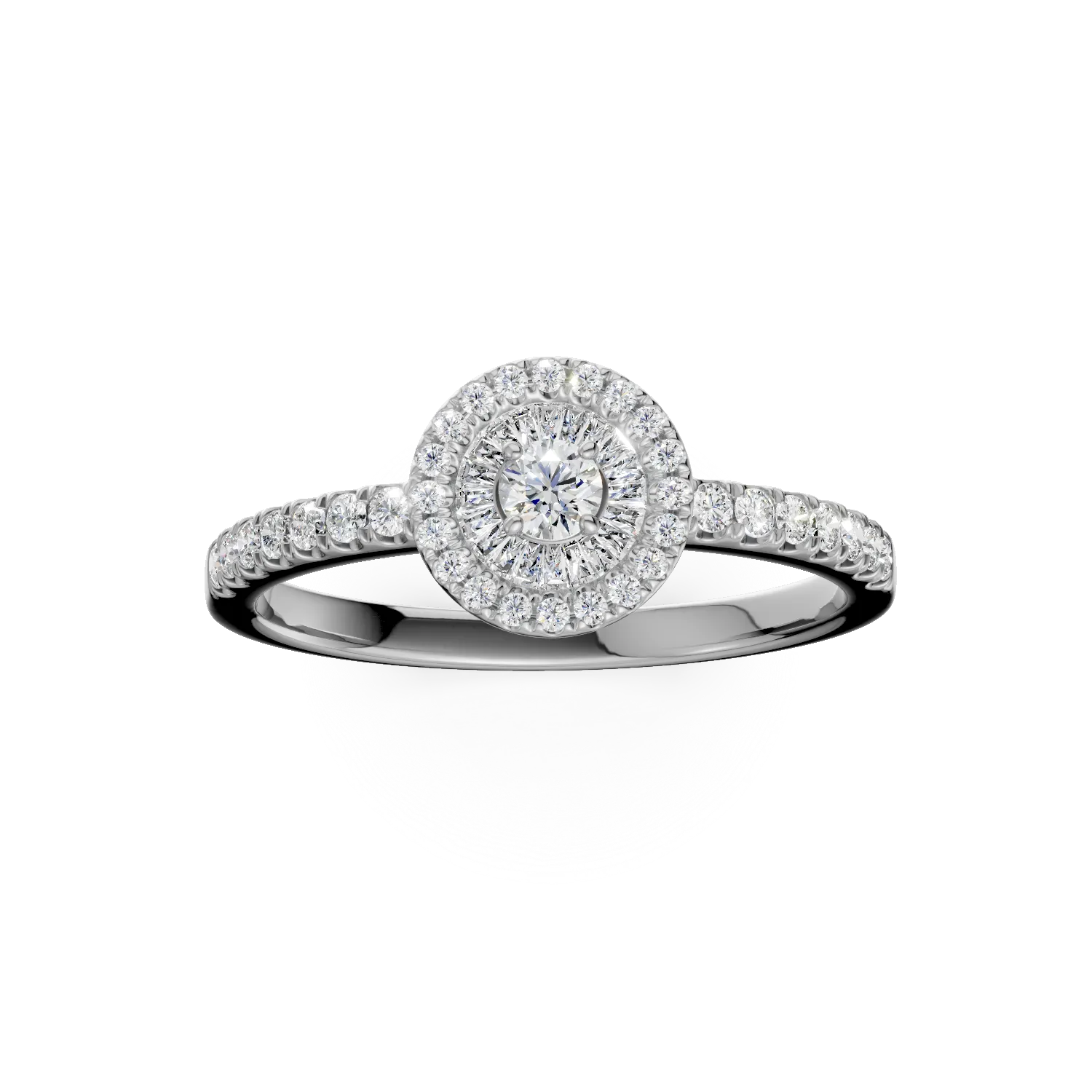 Pierścionek zaręczynowy z 18K białego złota z diamentami 0.32ct