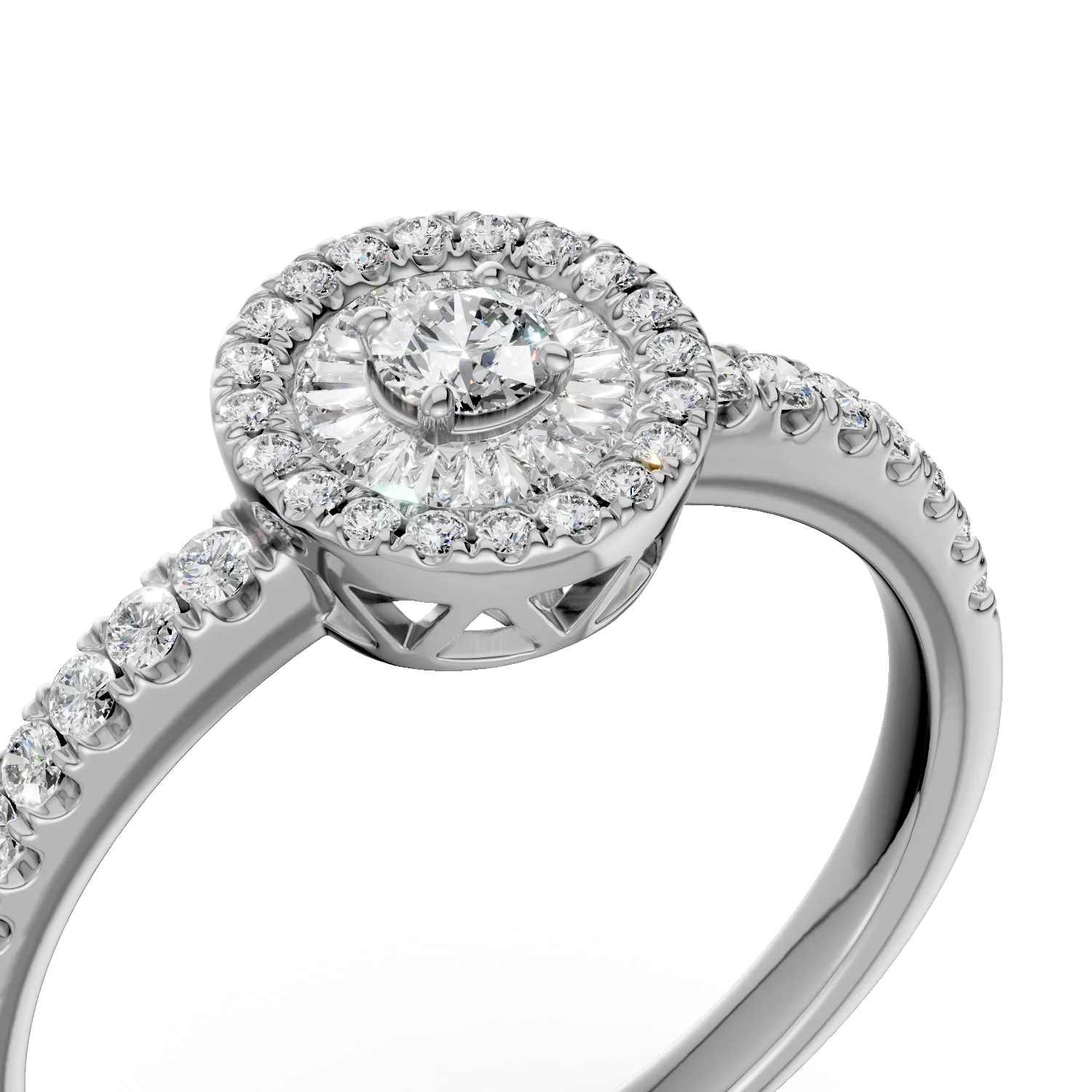 Pierścionek zaręczynowy z 18K białego złota z diamentami 0.32ct