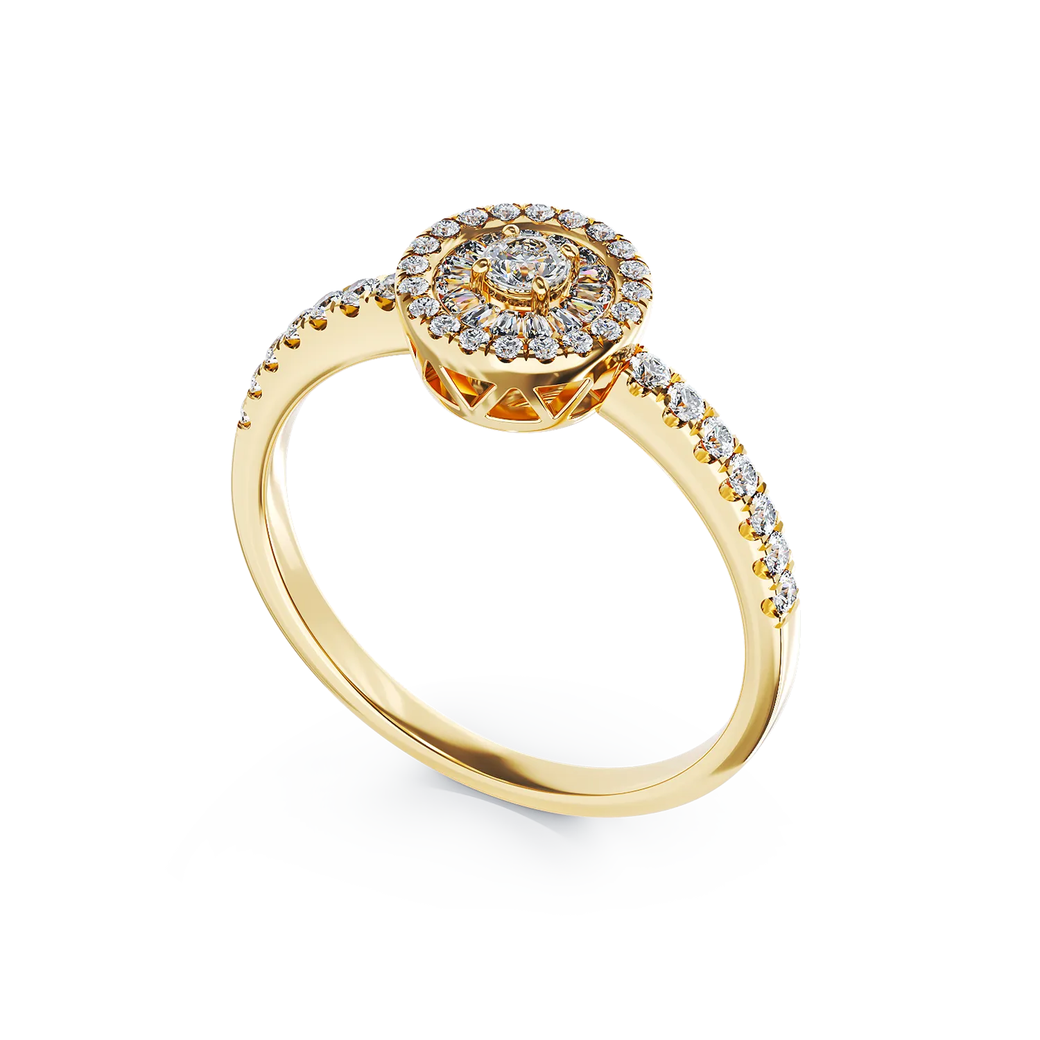 18K sárga arany eljegyzési gyűrű 0.31ct gyémántokkal