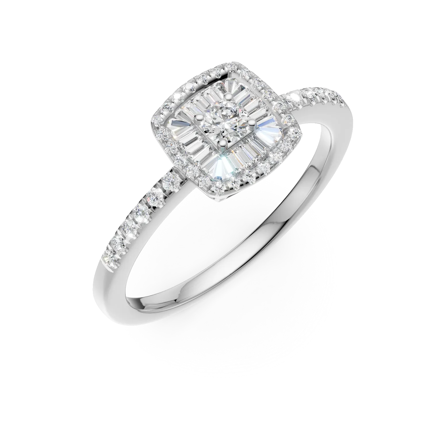 18K white gold engagement ring with 0.13ct diamonds and 0.24ct diamonds