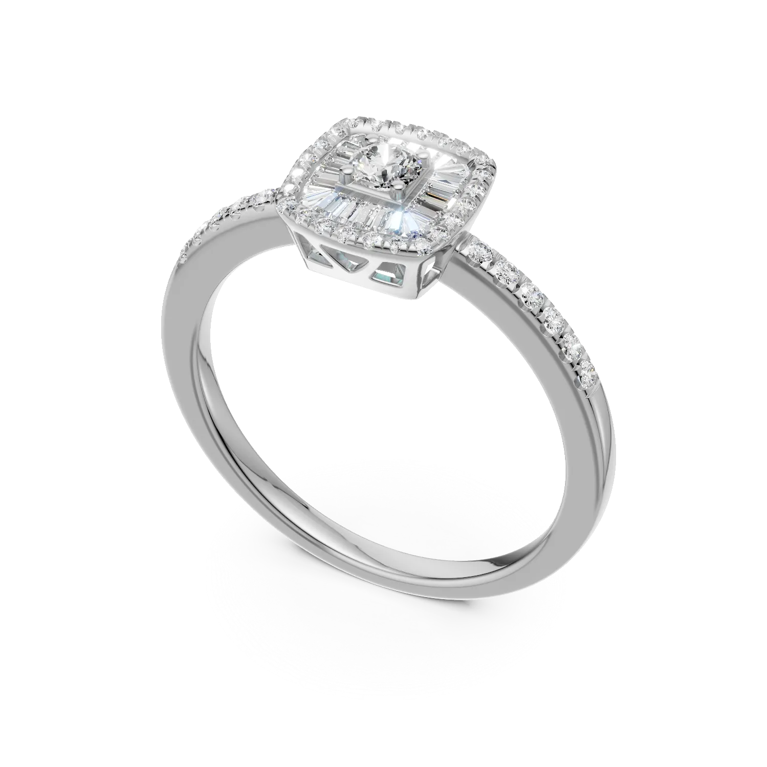 Inel de logodna din aur alb de 18K cu diamante de 0.37ct