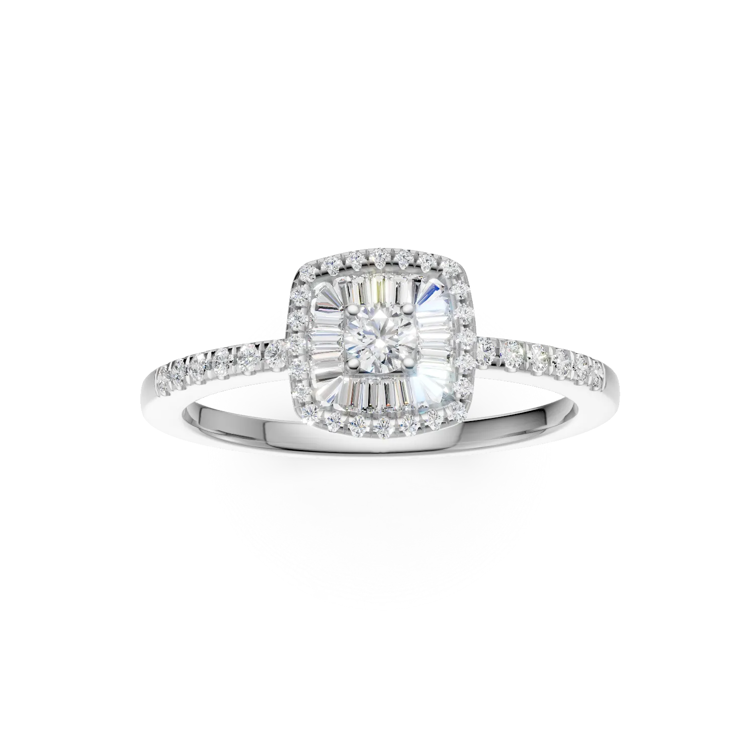 Inel de logodna din aur alb de 18K cu diamante de 0.37ct