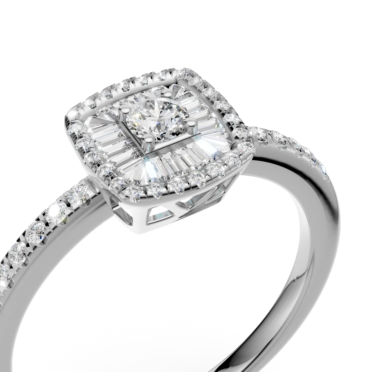Inel de logodna din aur alb de 18K cu diamante de 0.37ct