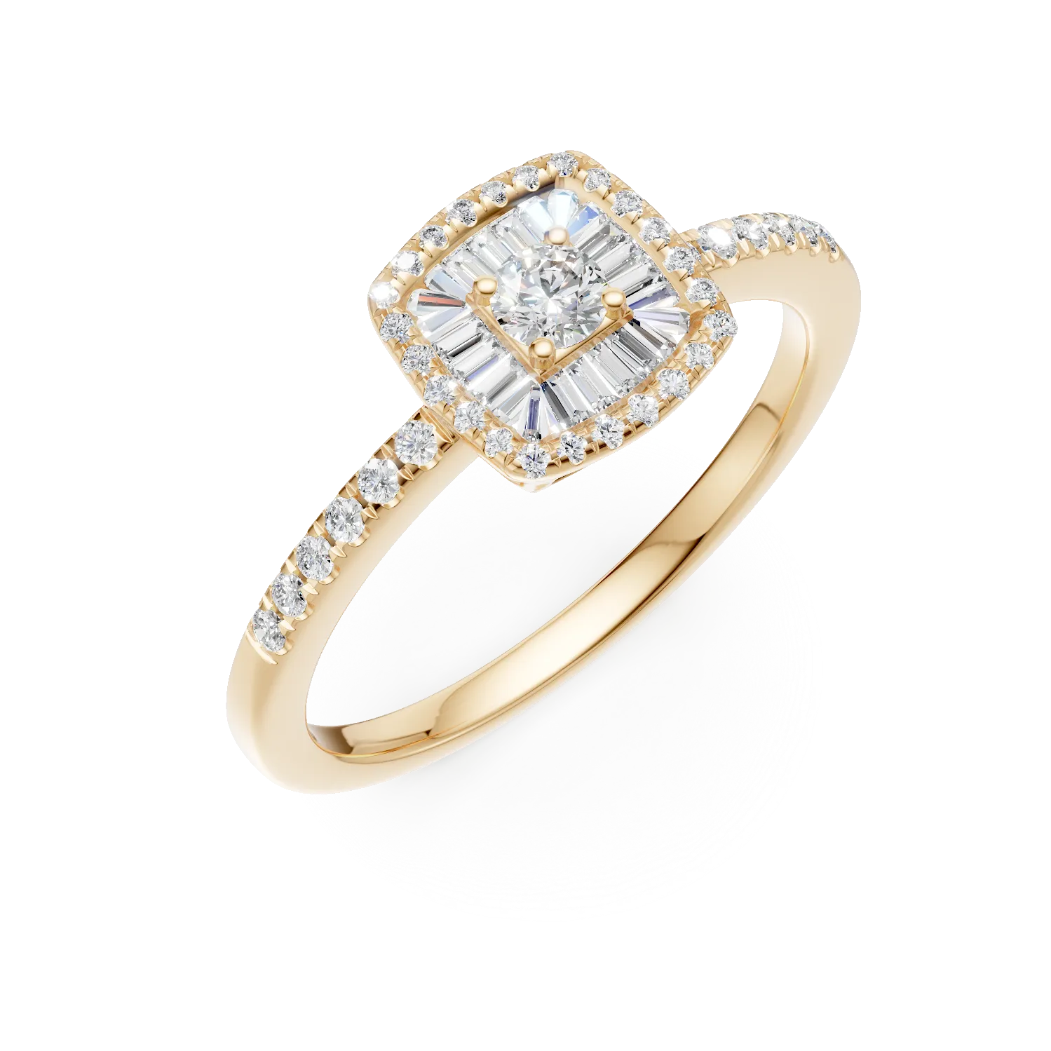 18K yellow gold engagement ring with 0.37ct diamonds