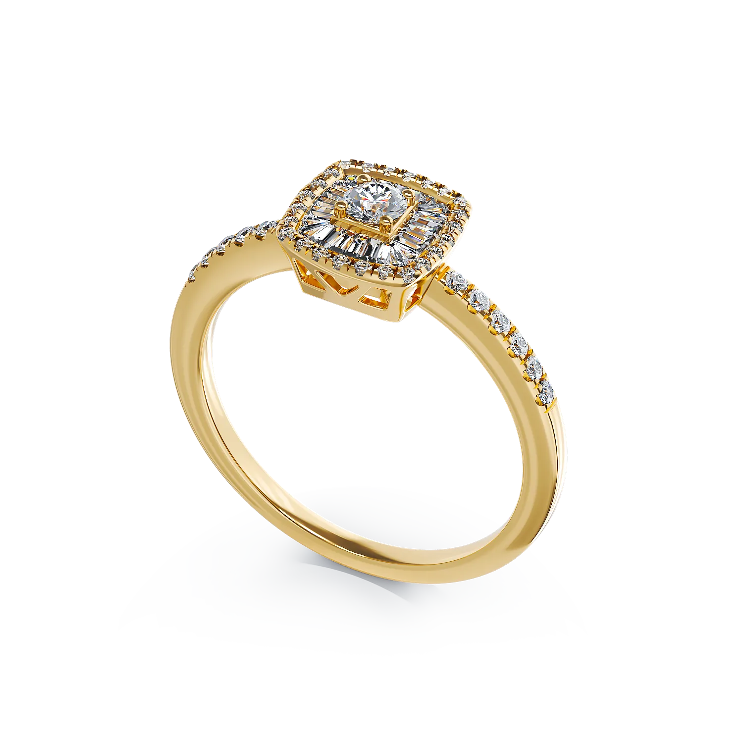 18K yellow gold engagement ring with 0.37ct diamonds