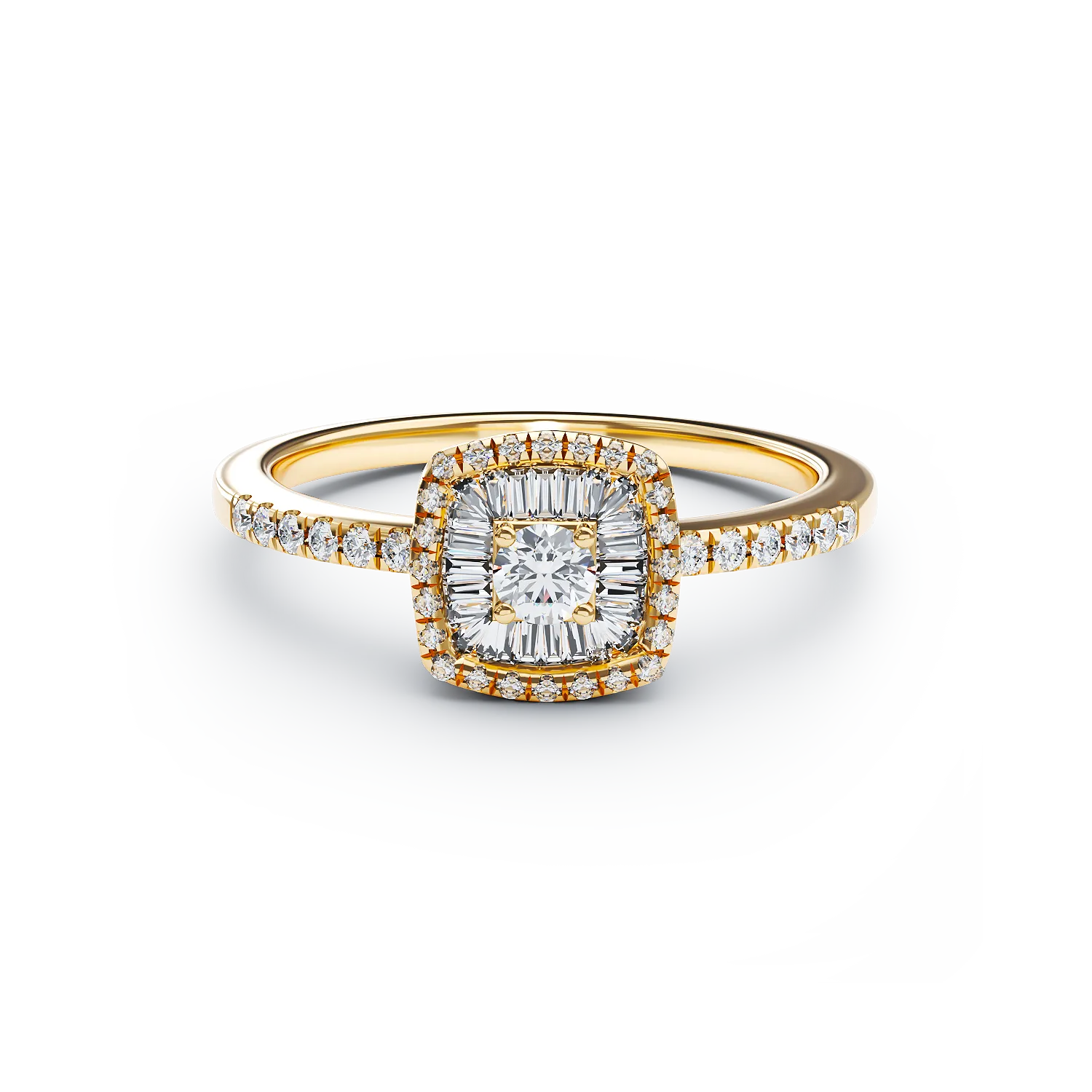 18K yellow gold engagement ring with 0.37ct diamonds