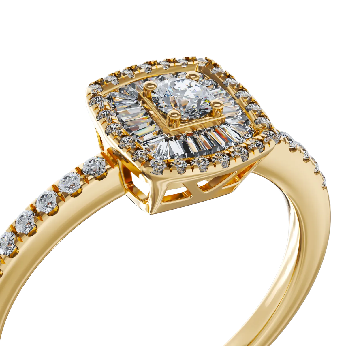 18K yellow gold engagement ring with 0.37ct diamonds