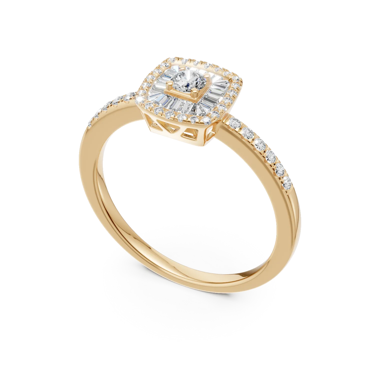 18K yellow gold engagement ring with 0.37ct diamonds