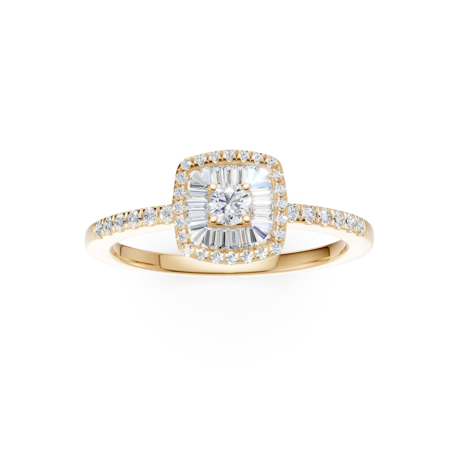 18K yellow gold engagement ring with 0.37ct diamonds