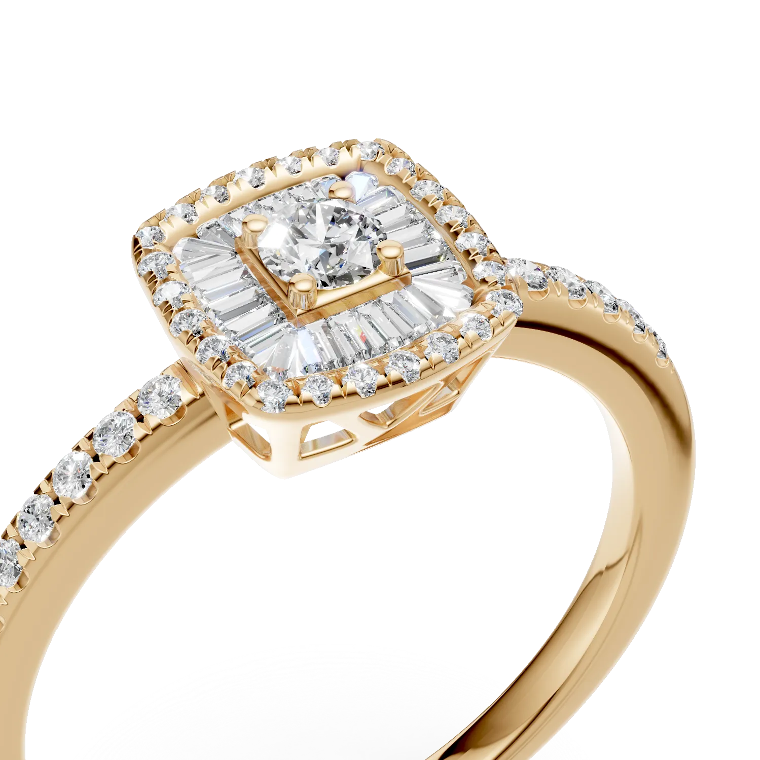 18K yellow gold engagement ring with 0.37ct diamonds
