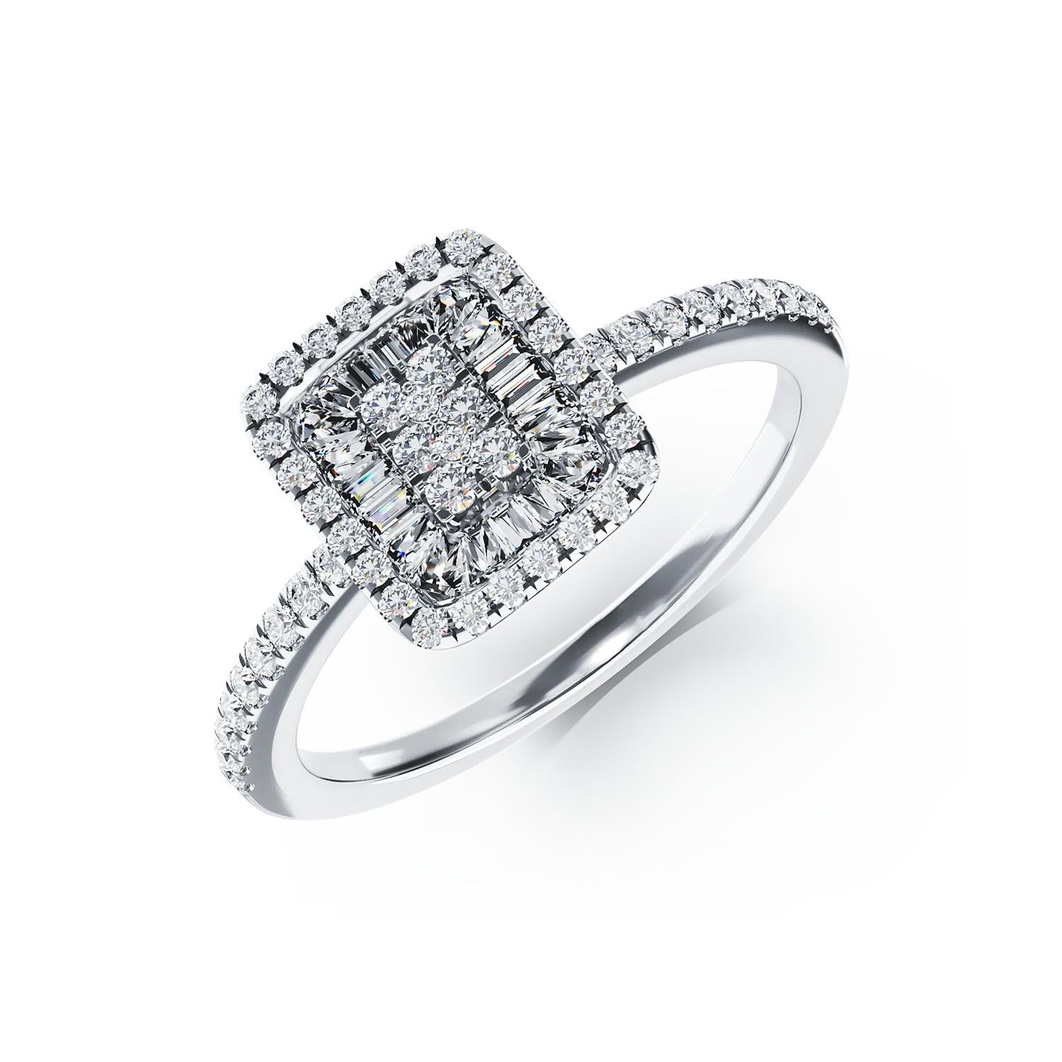 Teilor Inel de logodna din aur alb cu diamante de 0.28ct