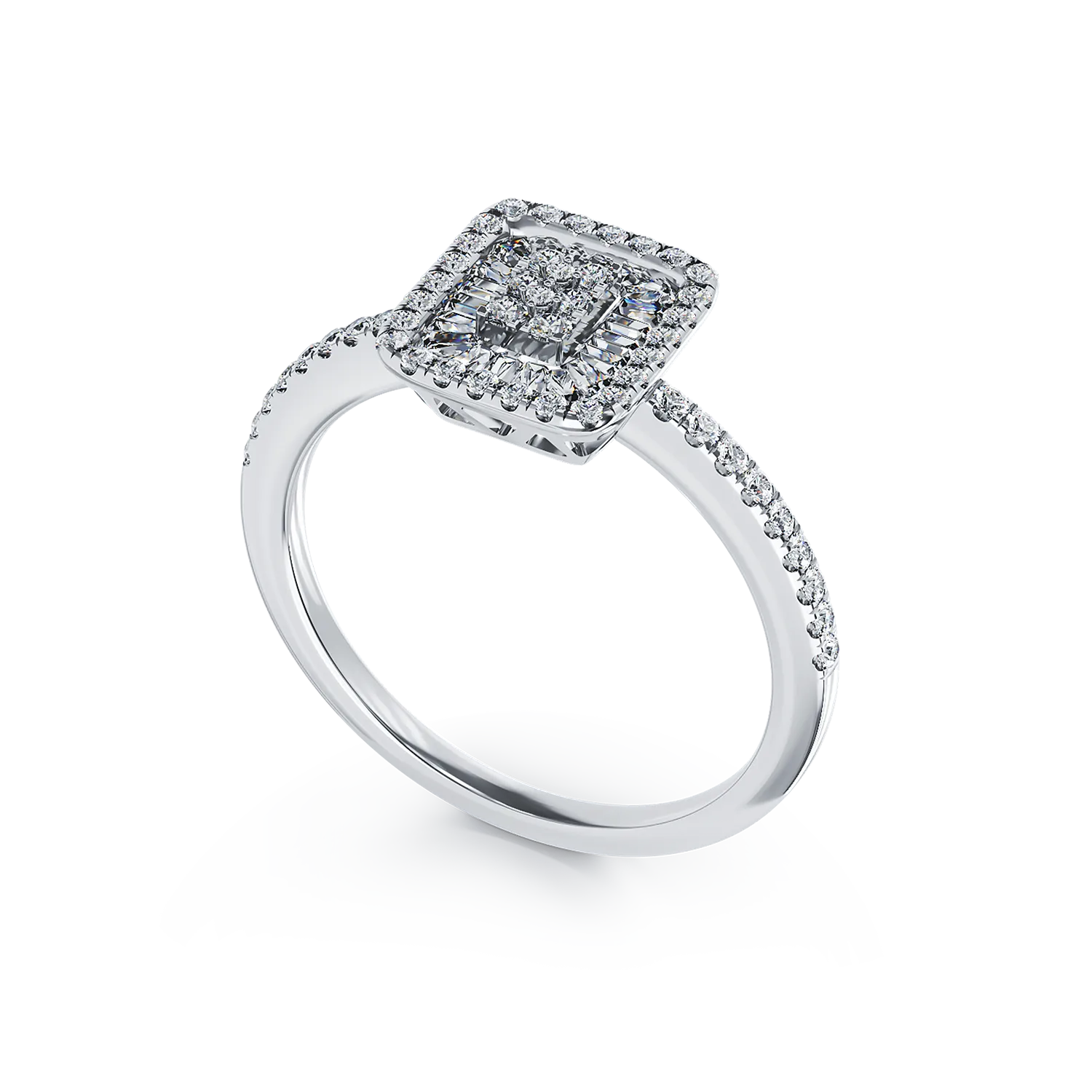Pierścionek zaręczynowy z 18K białego złota z brylantami 0.28ct