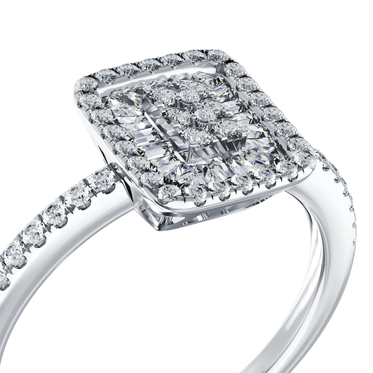 Pierścionek zaręczynowy z 18K białego złota z brylantami 0.28ct