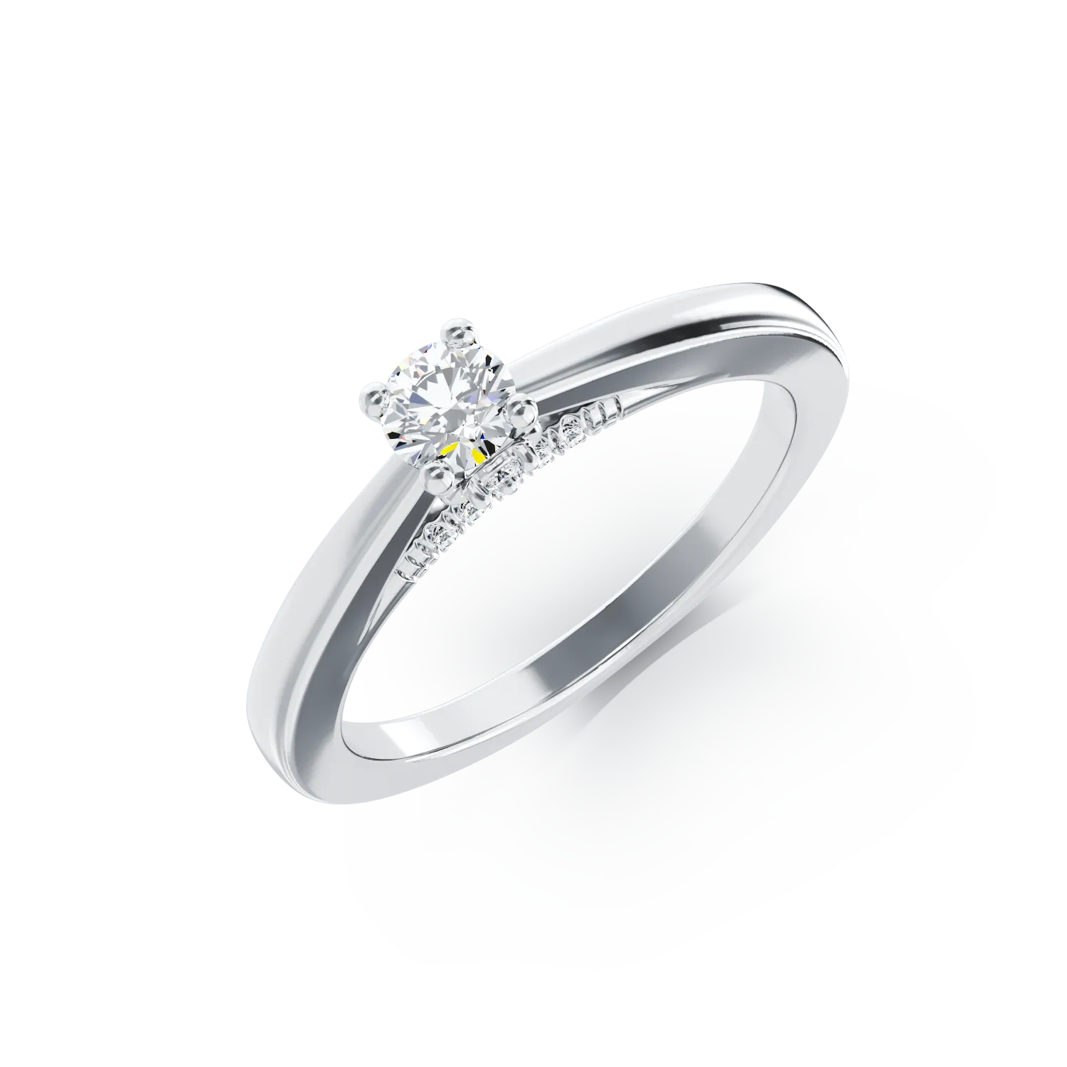 Годежен пръстен от 18K бяло злато с 0.31ct диамант и 0.04ct диаманти