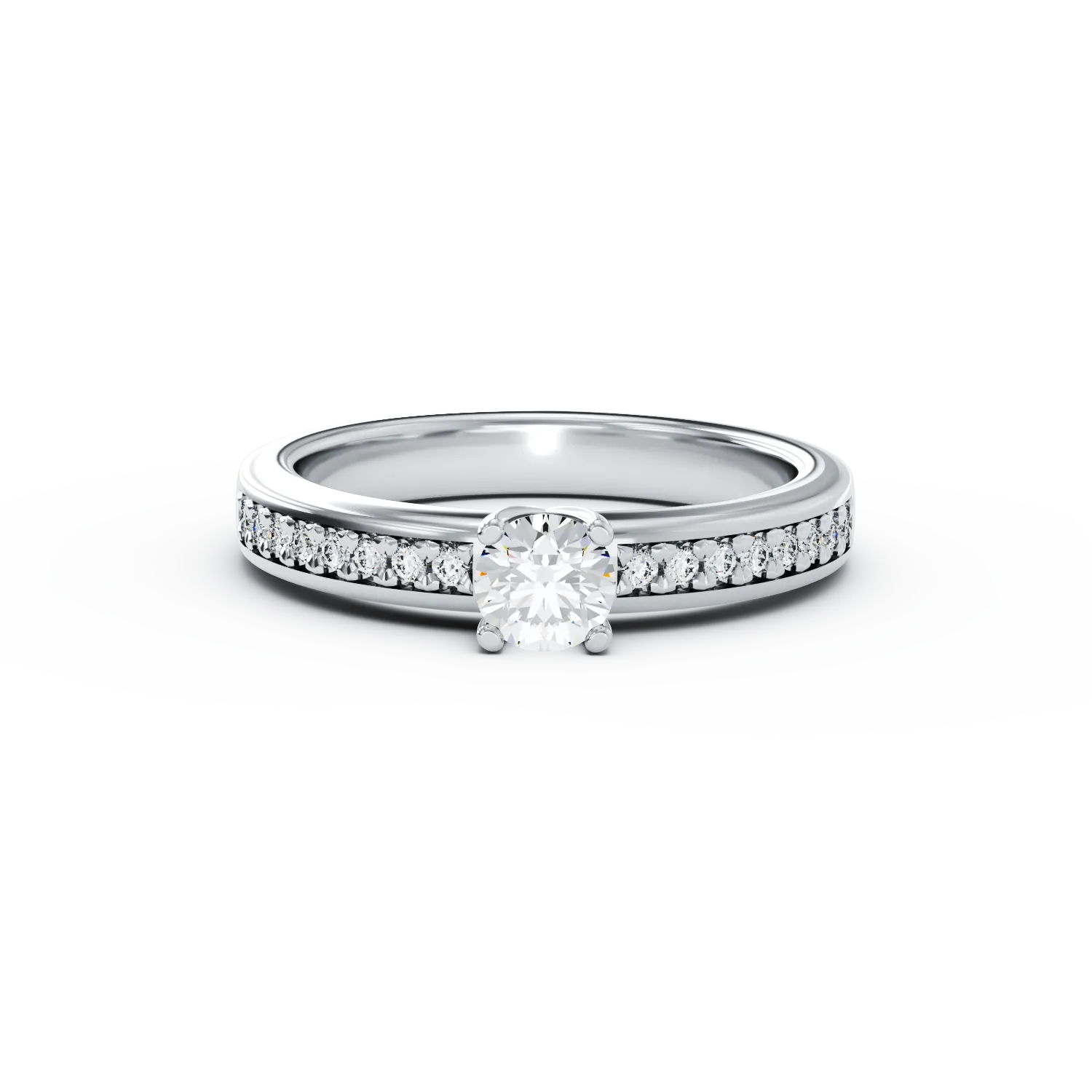 Eljegyzési gyűrű 18K-os fehér aranyból 0,3ct gyémánttal és 0,08ct gyémántokkal. Gramm: 3,9