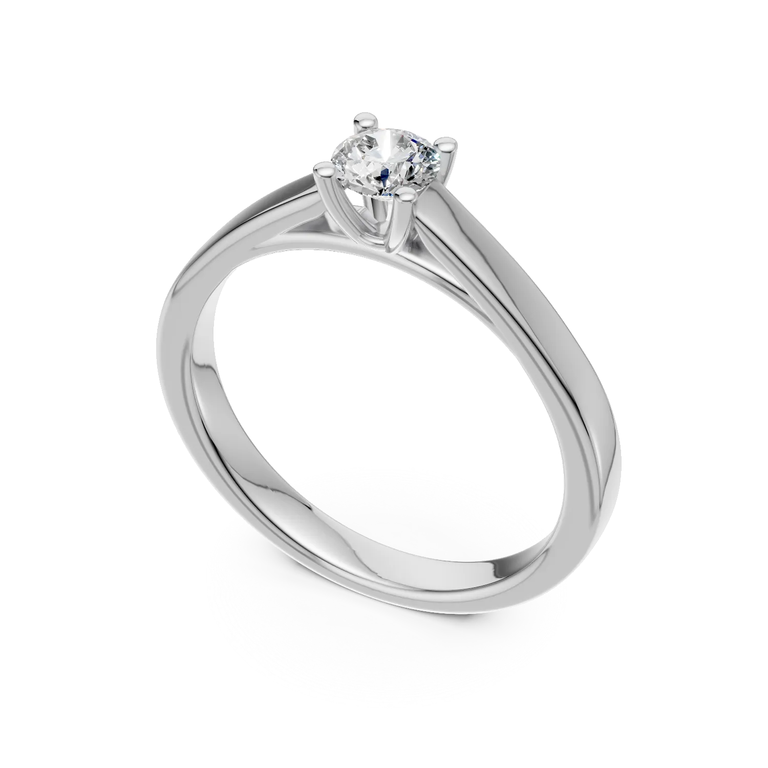 Inel de logodna din aur alb de 18K cu un diamant solitaire de 0.24ct