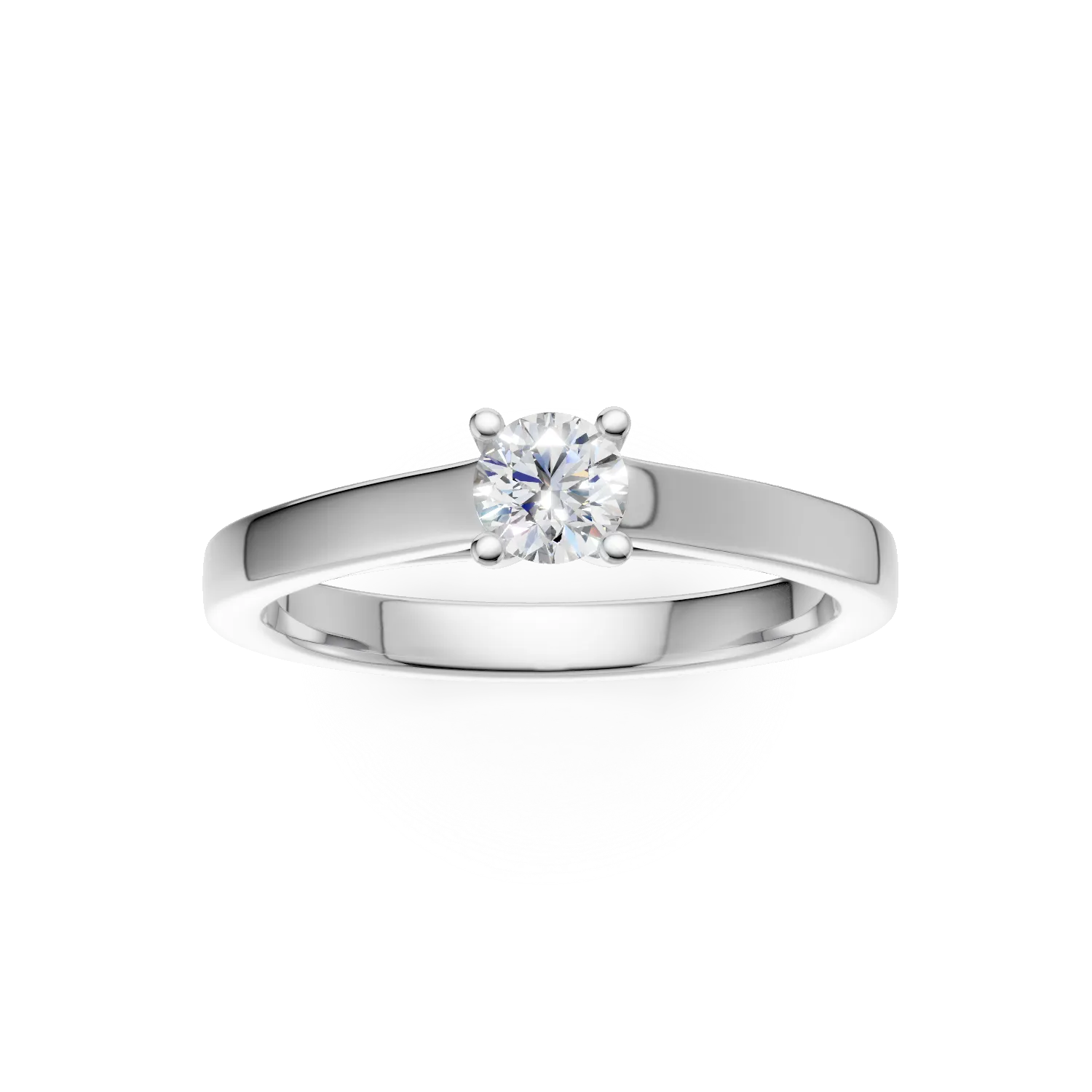 Inel de logodna din aur alb de 18K cu un diamant solitaire de 0.24ct