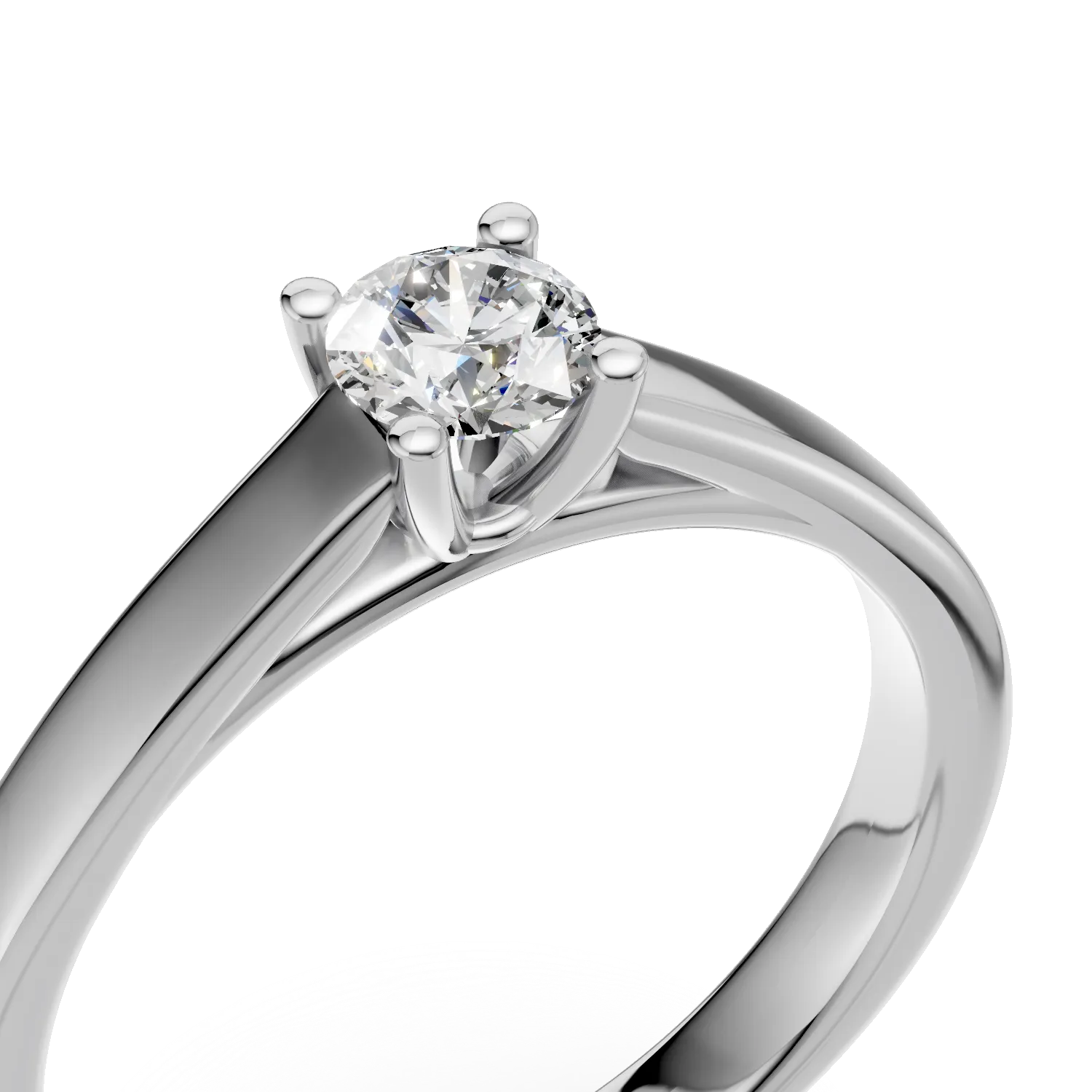Inel de logodna din aur alb de 18K cu un diamant solitaire de 0.24ct