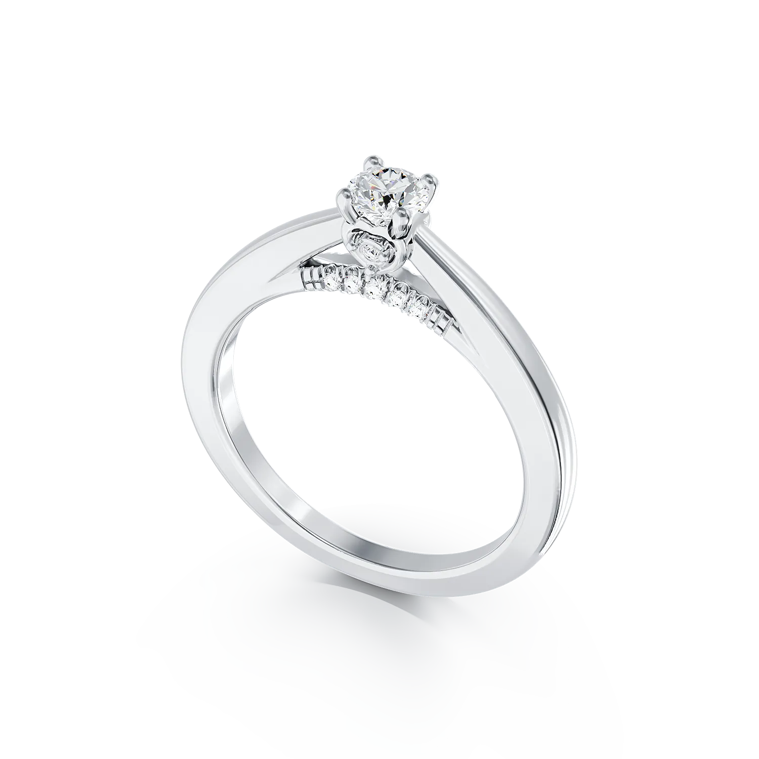 18K white gold engagement ring with 0.4ct diamond and 0.05ct diamonds