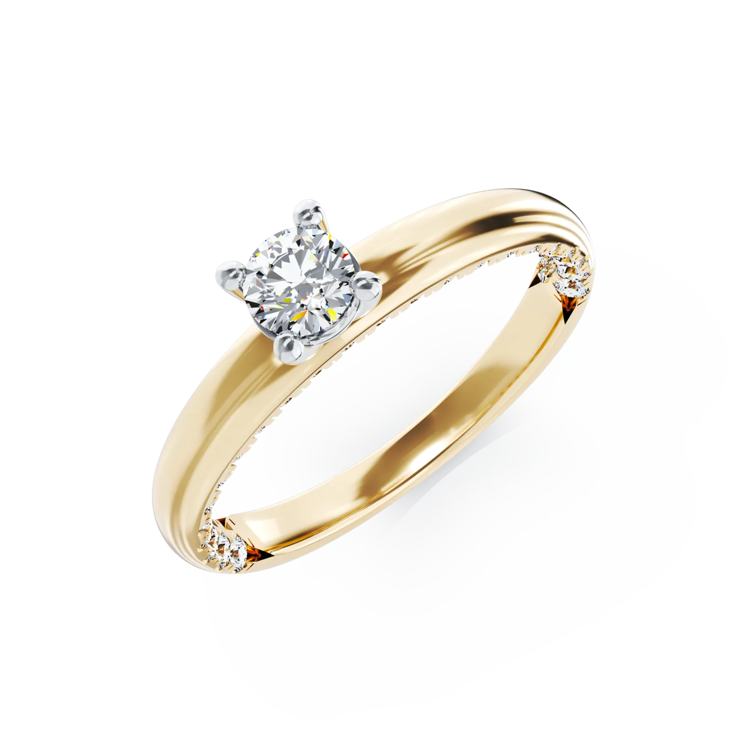 18K yellow gold engagement ring with 0.19ct diamond and 0.21ct diamonds