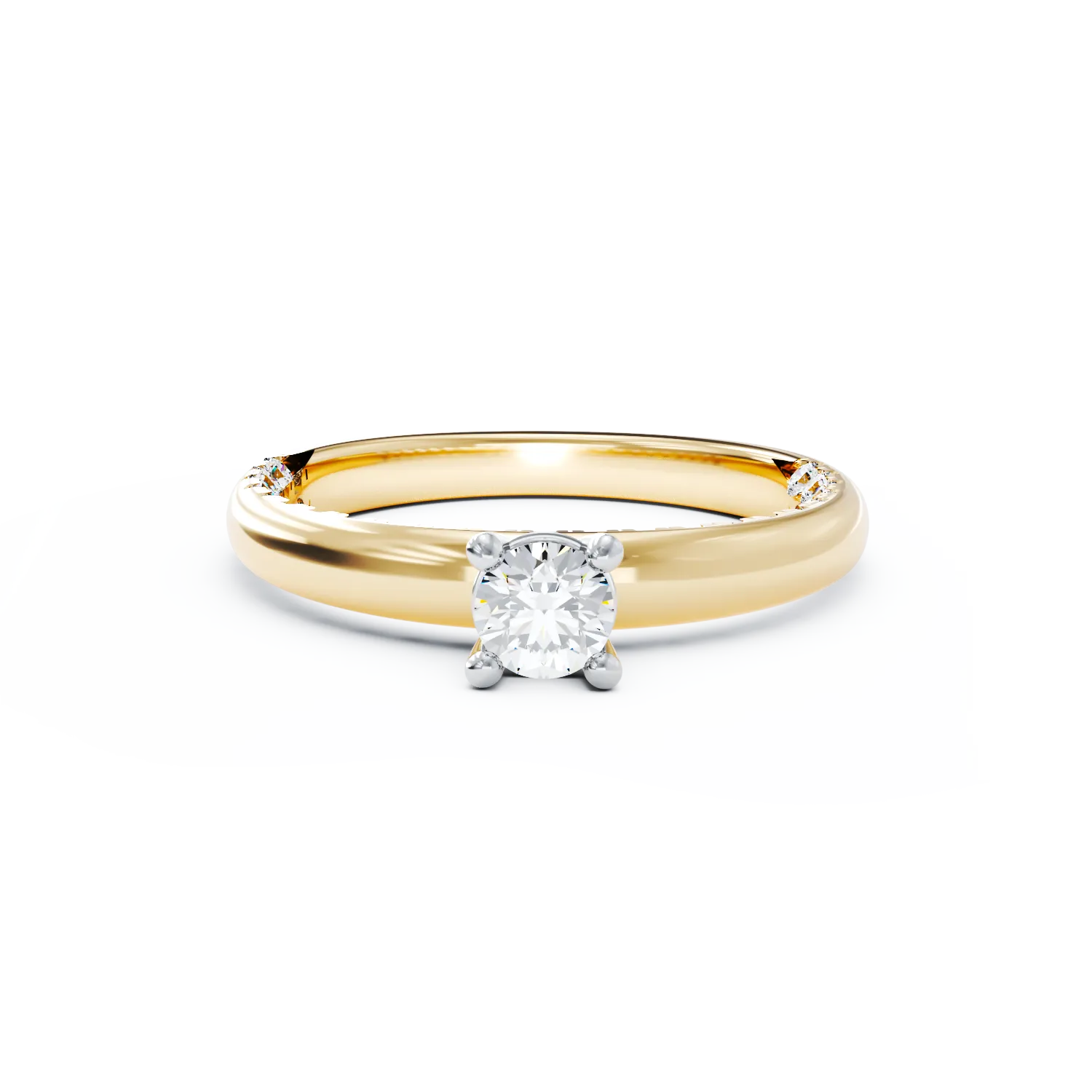 18K yellow gold engagement ring with 0.19ct diamond and 0.21ct diamonds