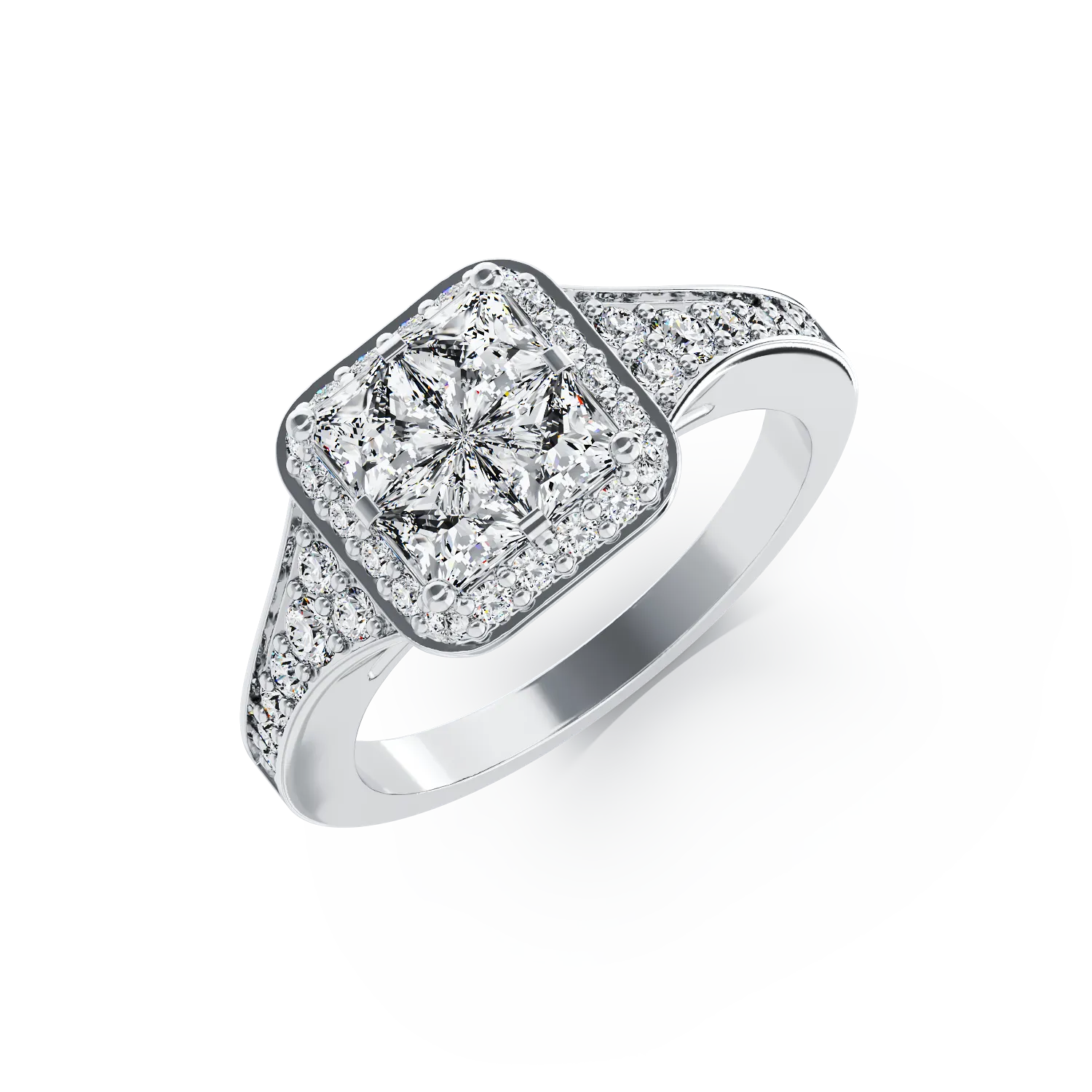 18K white gold engagement ring with 0.88ct diamonds