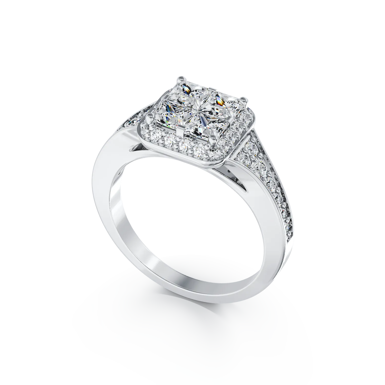 Inel de logodna din aur alb de 18K cu diamante de 0.86ct