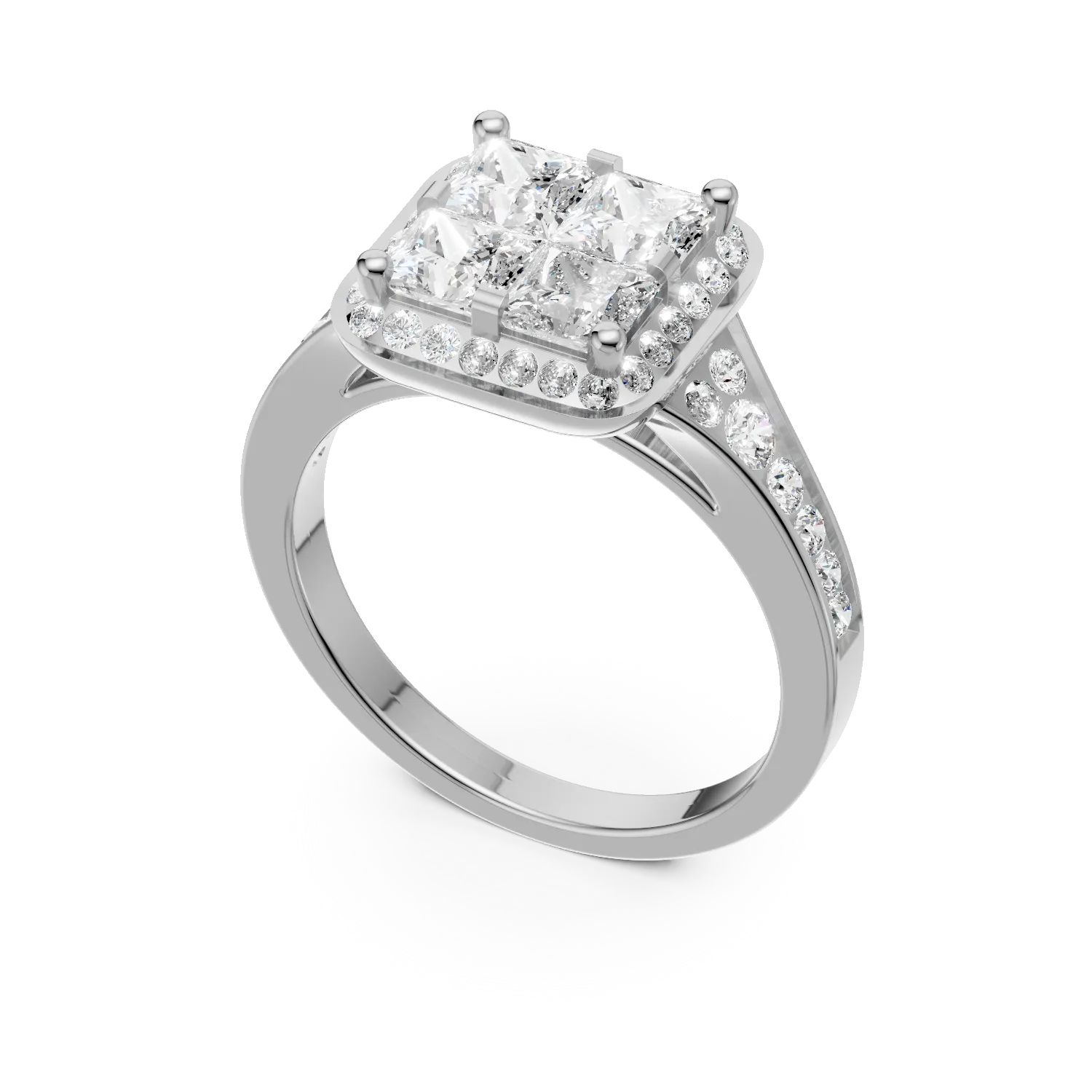 Inel de logodna din aur alb de 18K cu diamante de 0.86ct